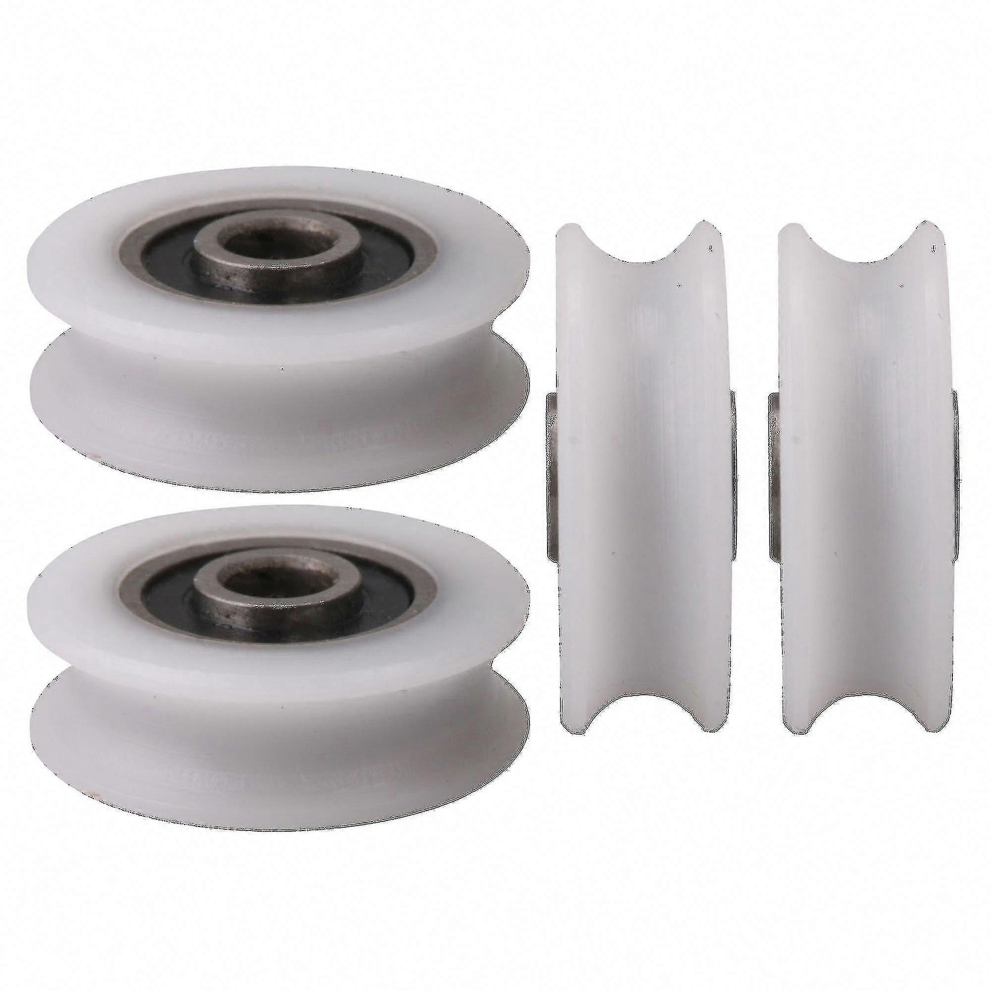 4pcs 22x6x8mm άσπρη νάυλον τροχαλία τροχαλιών U-αυλακιού για τη συρόμενη πόρτα με την εσωτερική διάμετρο 6mm