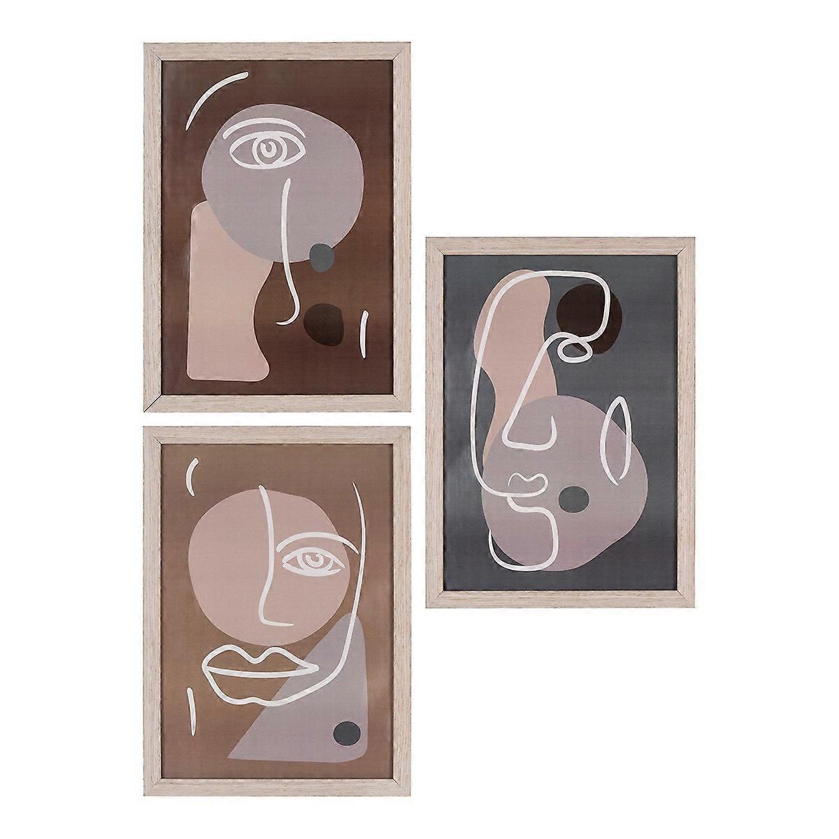 Séria 3 obrazov Madison, hnedá, MDF, 30x21x1,5 cm