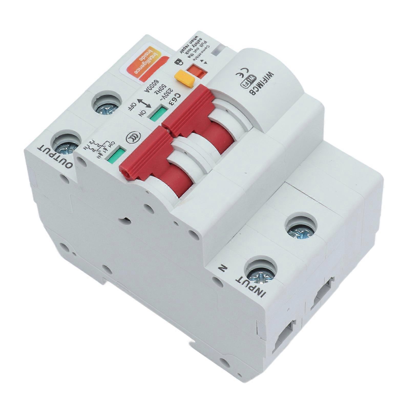 Smart Circuit Breaker 2P 63A AC220V WiFi Bluetooth Remote Control