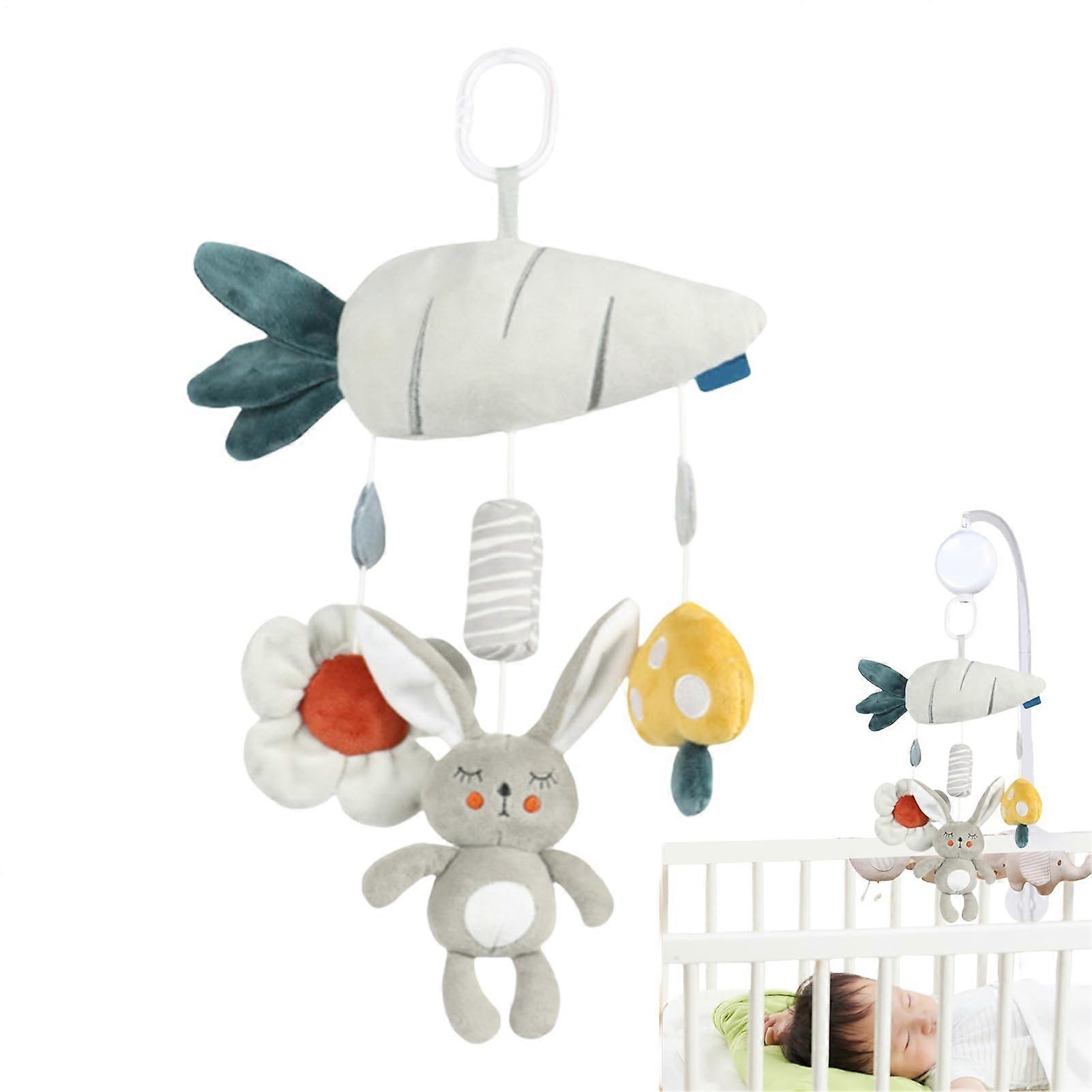 Musical Crib Mobile for Babies, Plush Animal Theme Bed Attachment with Music, Wind Chime Bell Nursery Decor for 0-3 Years Old