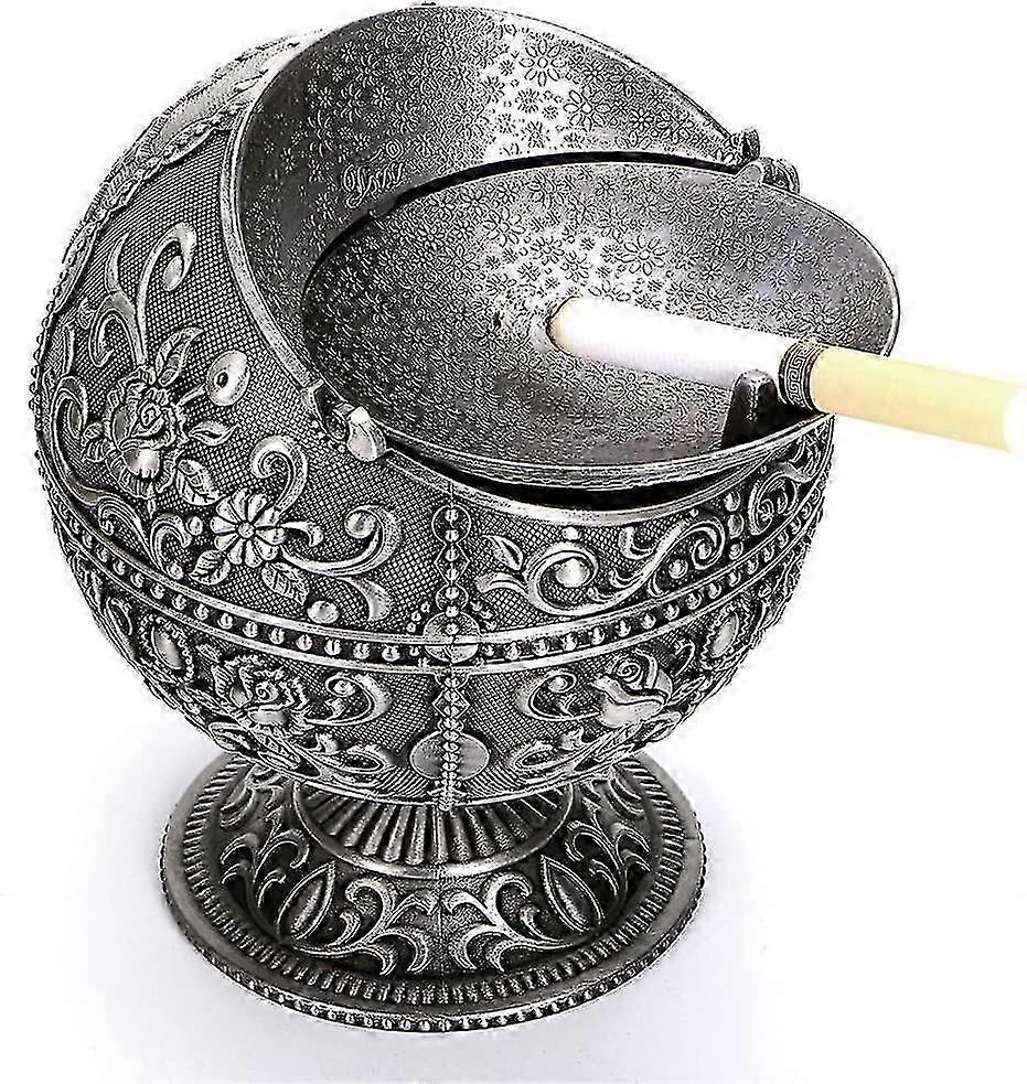 Windproof Vintage Ashtray With Lid - Classic Castle Pattern, Table Ashtray (ShiKai)