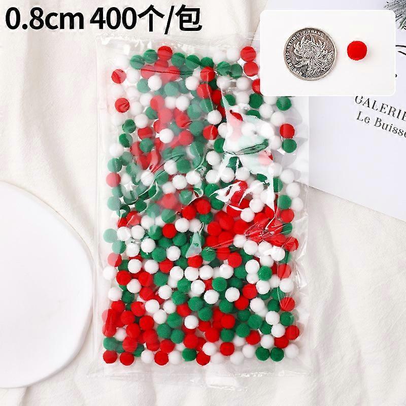 Christmas decorations red, green and white mixed plush ball DIY material package 0.8-5cm colorful plush ball string material package