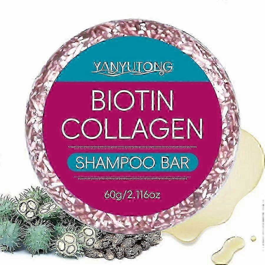 Exquisite60g Biotin Collagen Shampoo Bar, Biotin Shampoo Bar for Hair Growth, Hair Thickening And Strengthening Shampoo Bar, Deep Cleansing