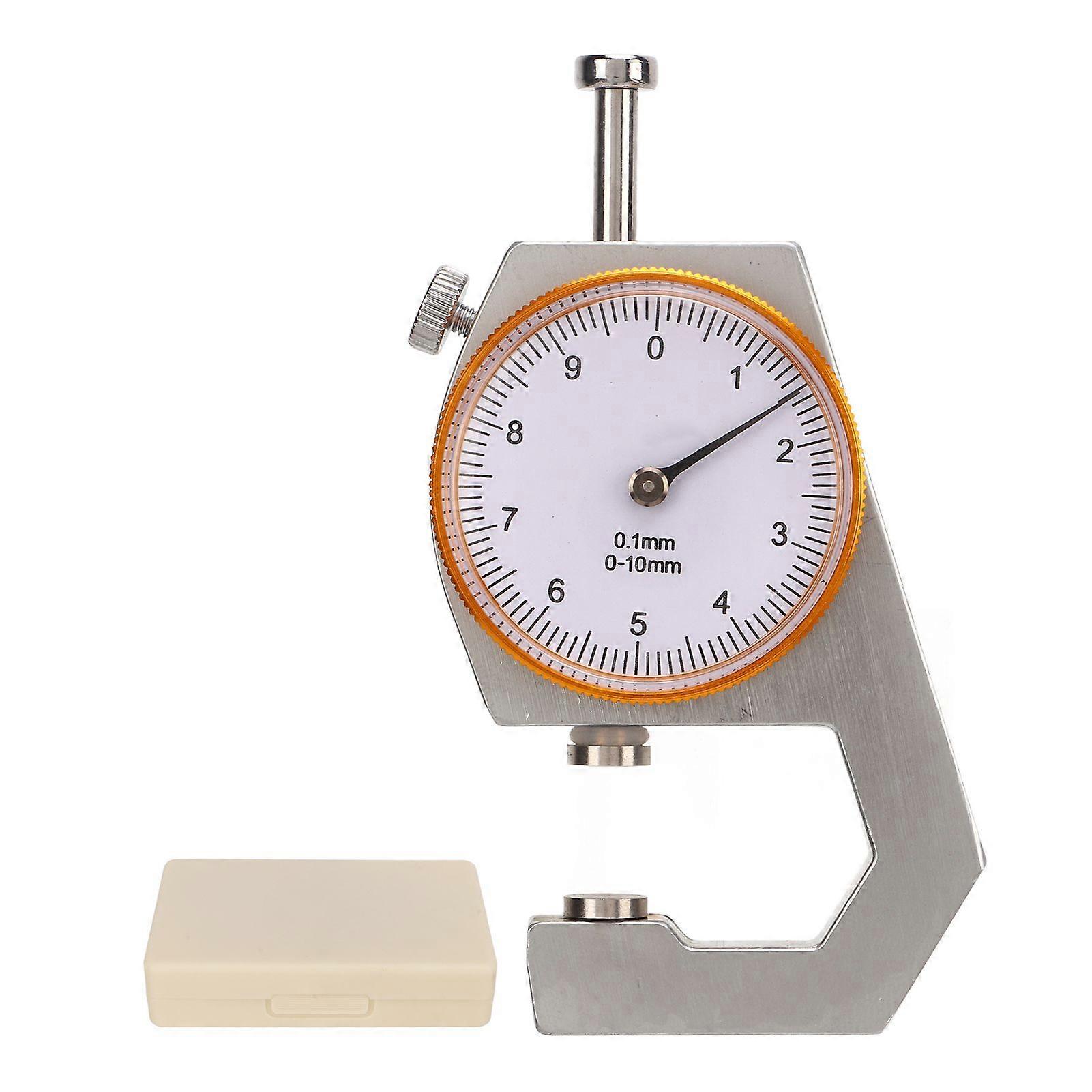 Flat Head Thickness Gauge 0 to 10mm Range Round Dial Precise for Measuring Paper Jewelry Leather
