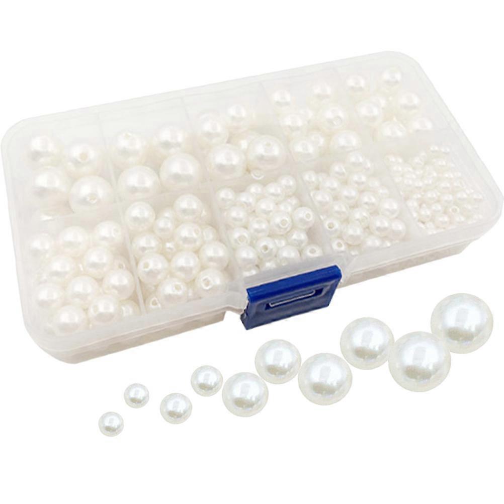 Imitation Pearl Beads White Round Beads for Bracelet 4 Boxes