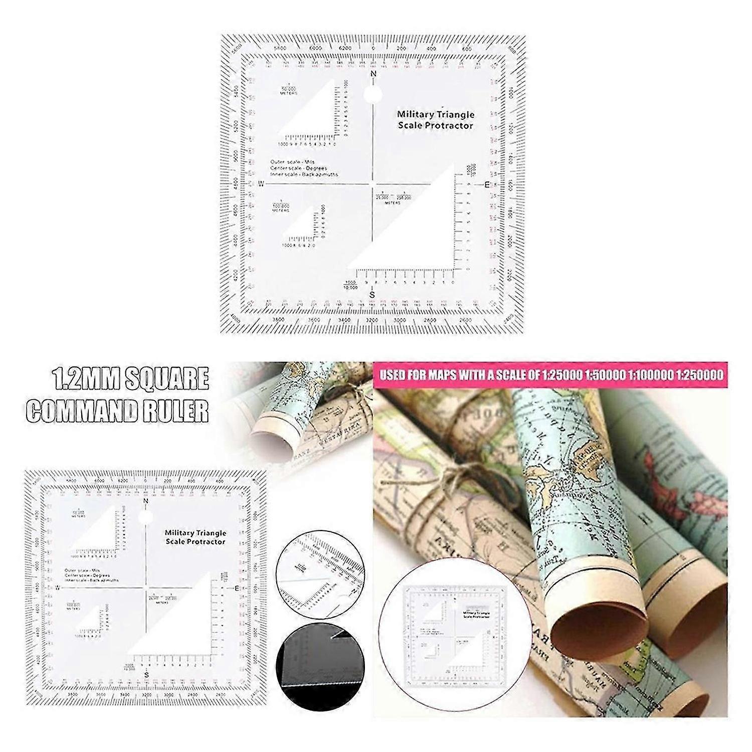 Coordinate Scale Practical Transparent Topographical Map Scale Navigation Protractor