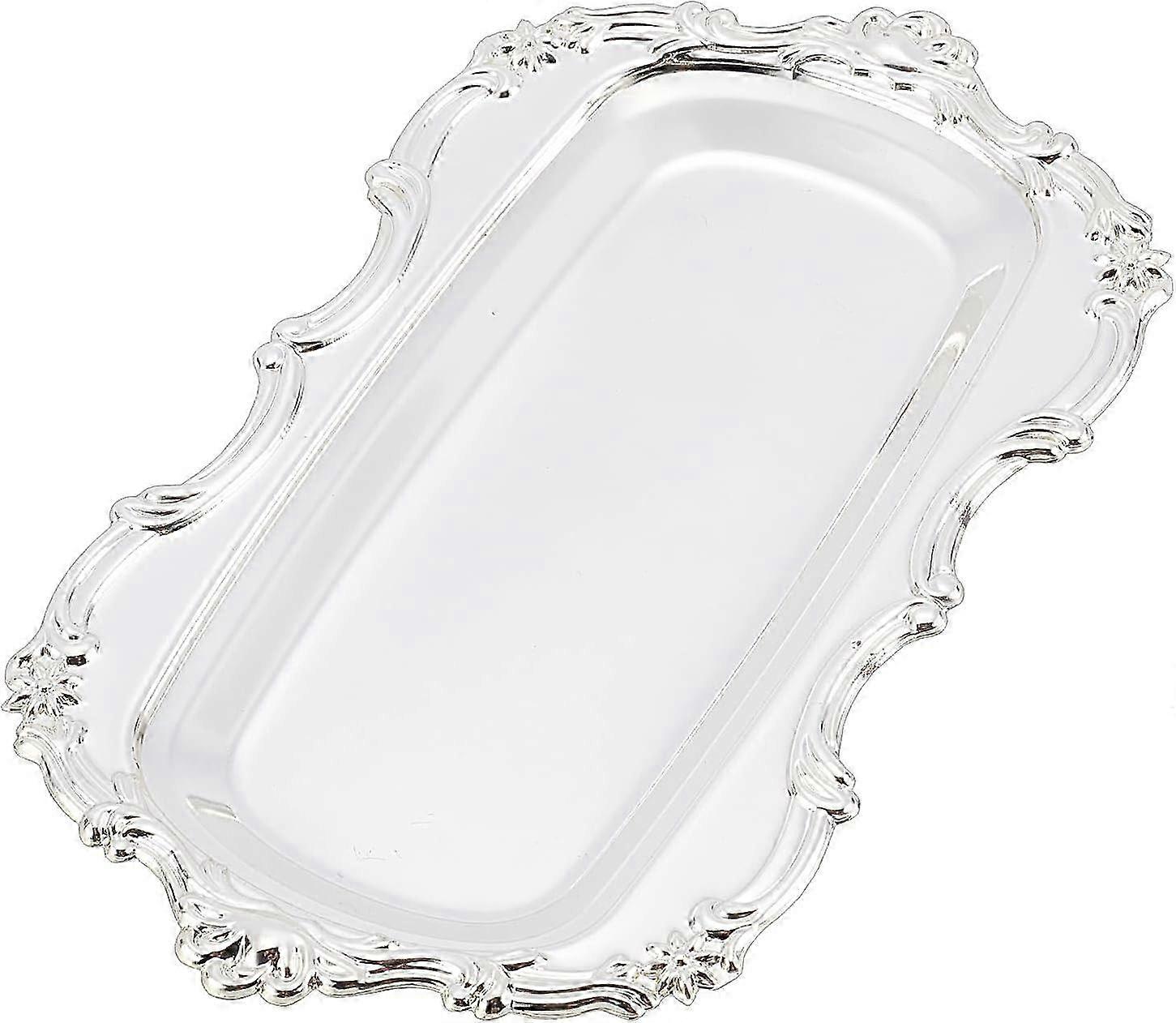 Metal Rectangular Tray Silver 12.3x20.5cm Classic Design Easy Care