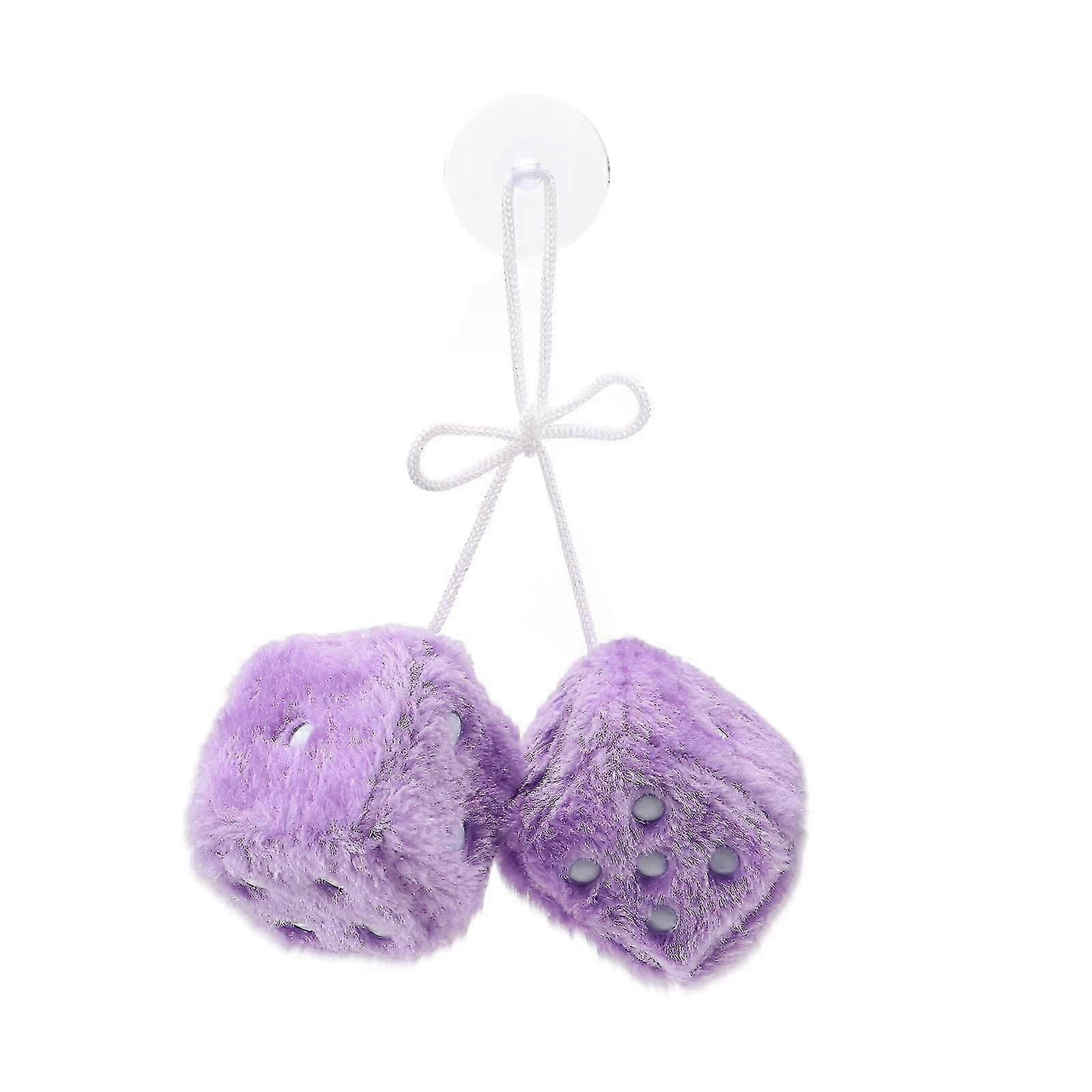 Car Hanging Furry Dice Soft Dice Ornament with Suction Cup Hanging Decoration Hanging Dice Pendant with Dots for Car .SFYGV