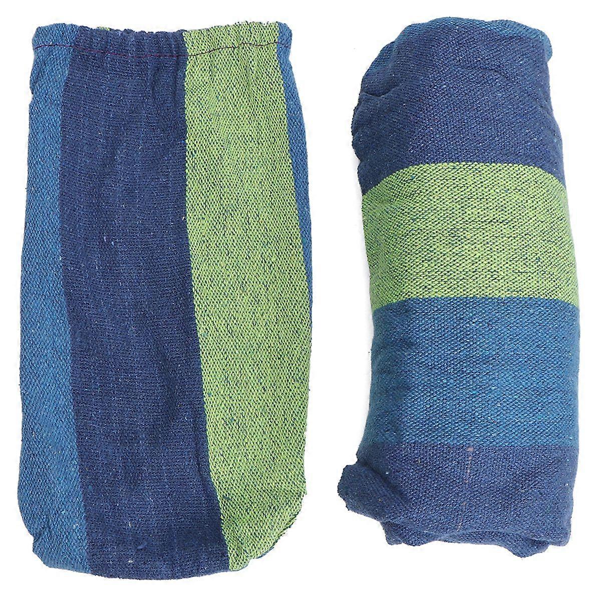 Outdoor Leisure Portable Multi-functional Hammocks Canvas Stripe Rainbow Swing for Camping Backpacking Travel (Blue)