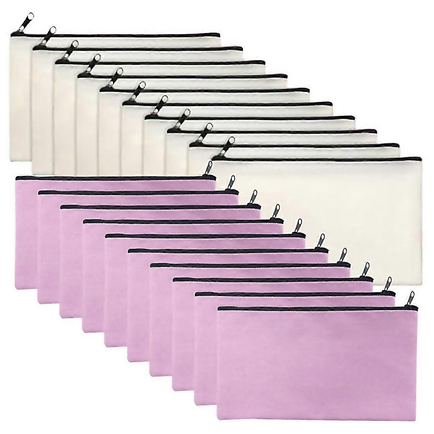 For 50pcs Canvas Zipper Pouch Blank Diy Craft Bag Canvas Makeup