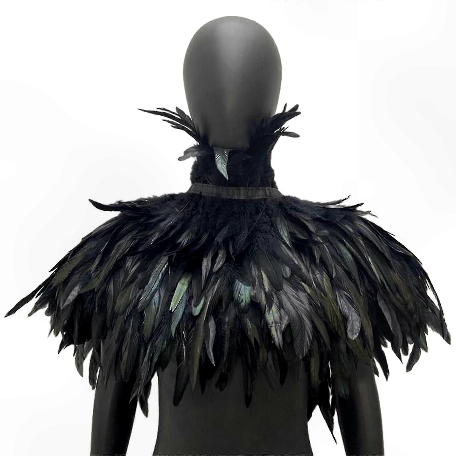 Elegant Feather Cape with Shawl for Masquerade and Halloween Costumes Unisex Role Play Accessory True Color Dress Up Add-On Outfit