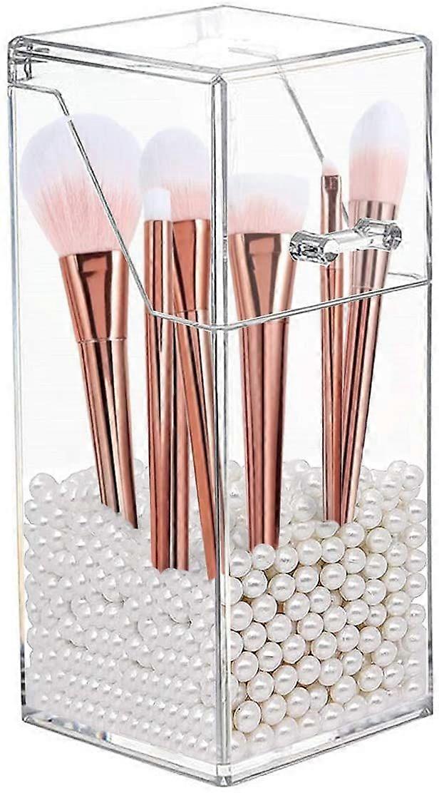 Makeup brush holder with lid