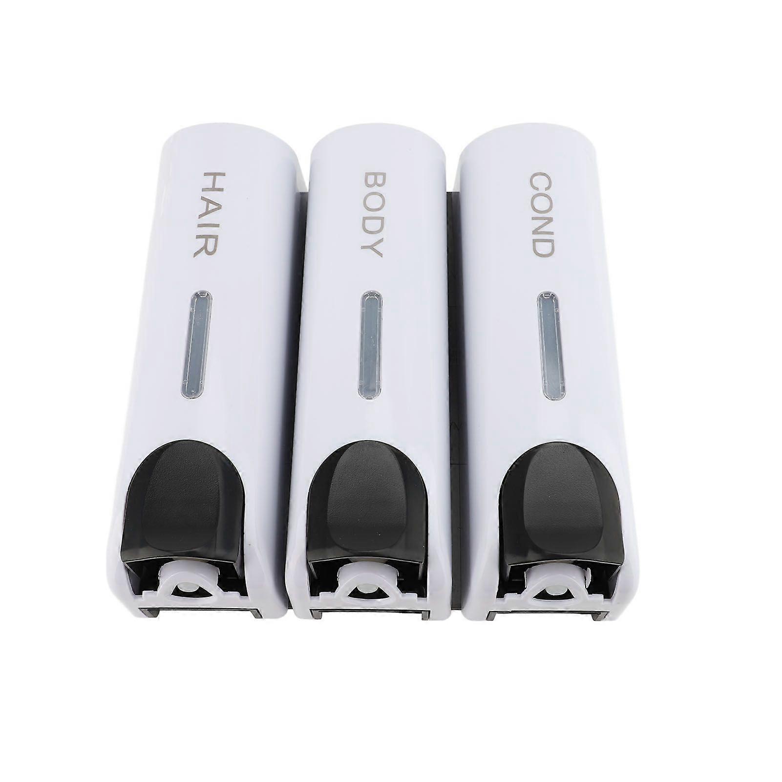 Soap Dispenser ABS 3x350ml Manual 3 Chamber Wall Mount Shampoo Conditioner Dispenser for Hotel Home White