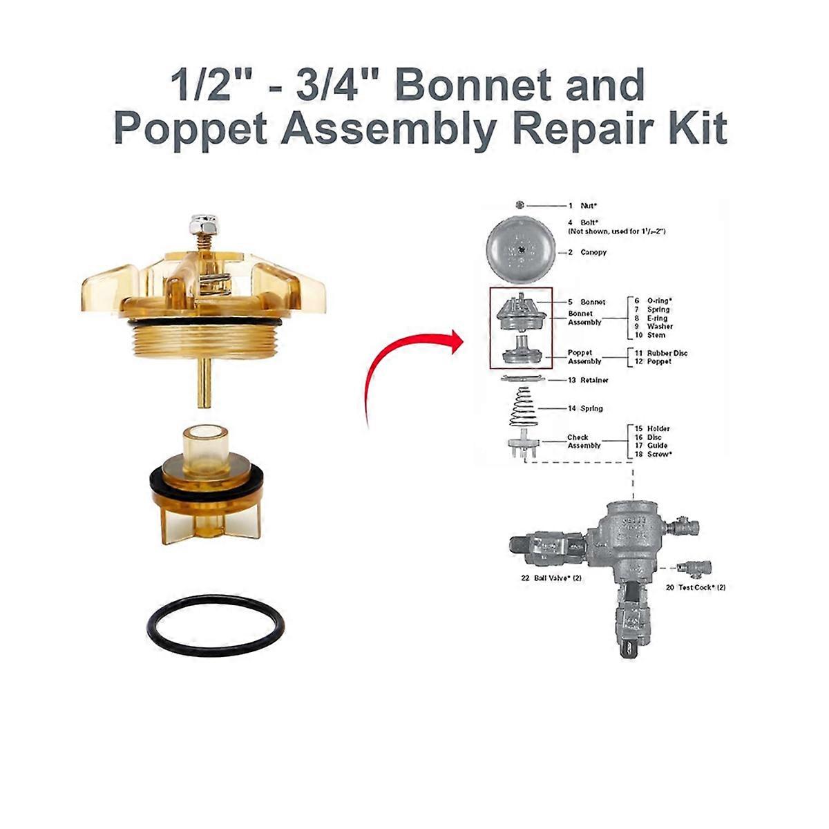 Bonnet and Poppet Repair Kit for 765-1 PVB 1In and FVB 1-1/4In