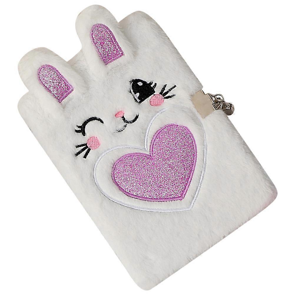 Lockable Plush Diary With Heart Shaped Cover For Students And Children In Purple Color 1Pack