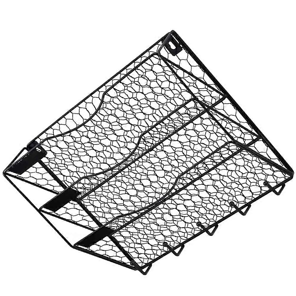 Wall File Holder Hanging Basket for Holding Use 2Pcs Black Magazine Organizer
