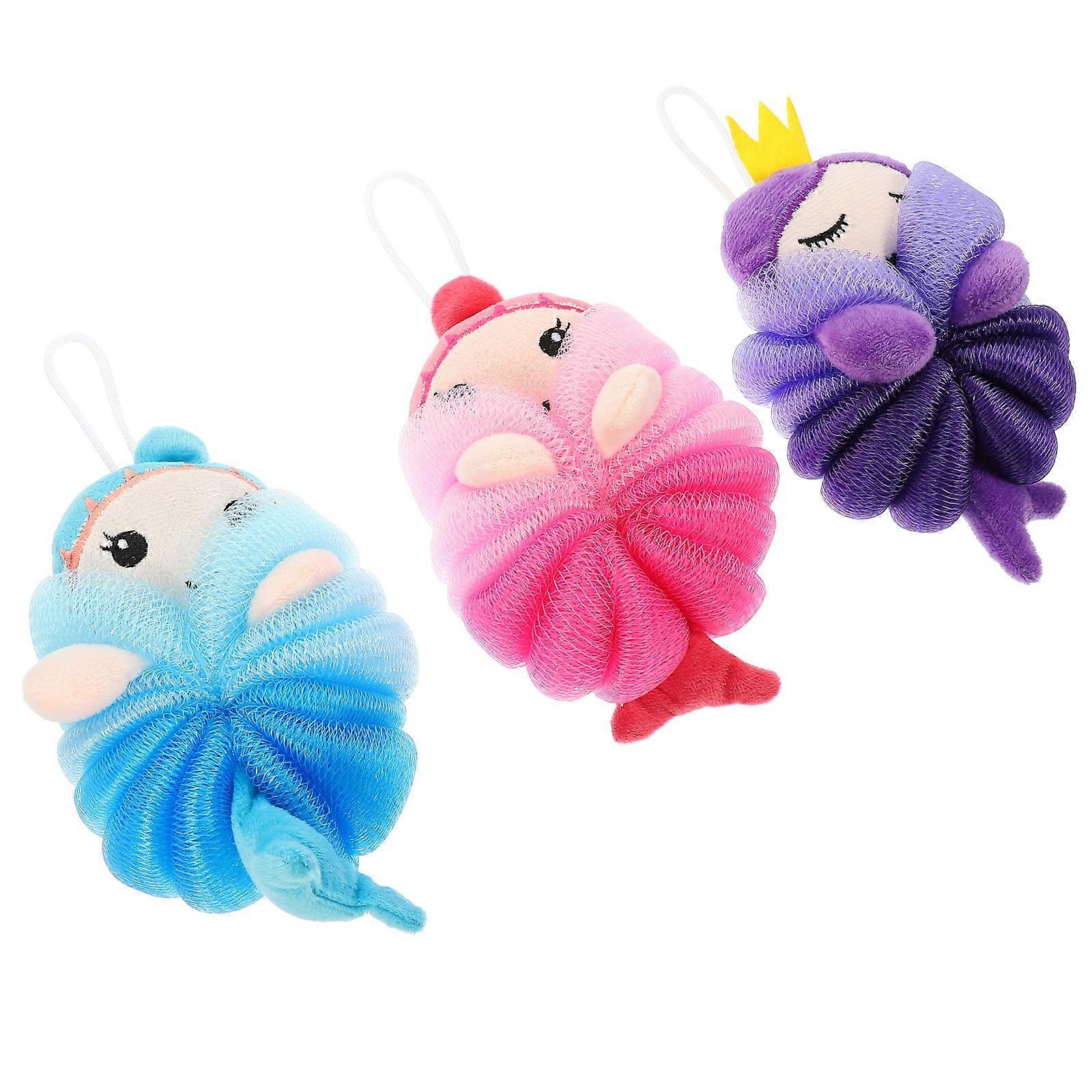 Bath Ball Cartoon Foaming Scrubber for Bathing 6Pcs Assorted Color