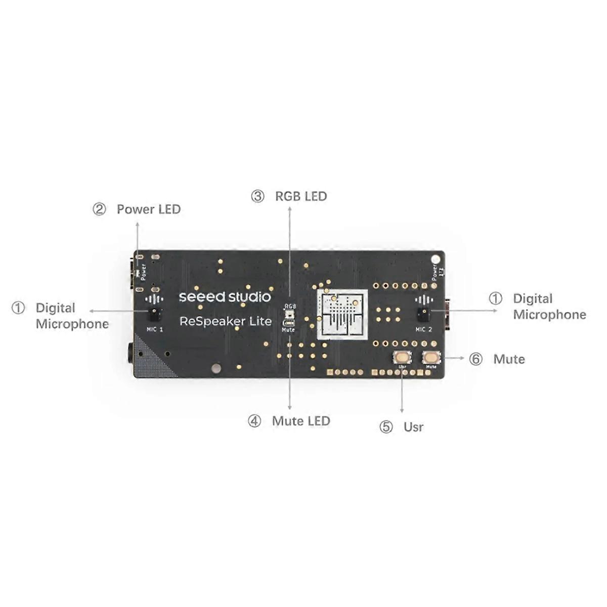 ReSpeaker Lite Voice Assistant Kit ESPHome Assistant 2 microfoonarray voorgelast XIAO ESP32S3 met mono-ingesloten luidspreker