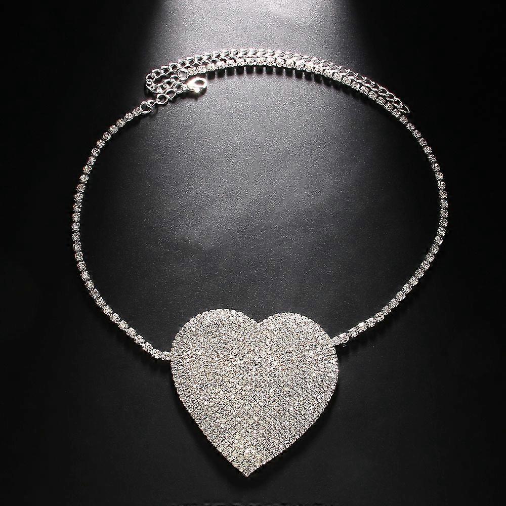 Catena per occhiali a forma di cuore con strass, alla moda e con una personalità innovativa, maschera per gli occhi, accessori per capelli, montatura per occhiali in argento