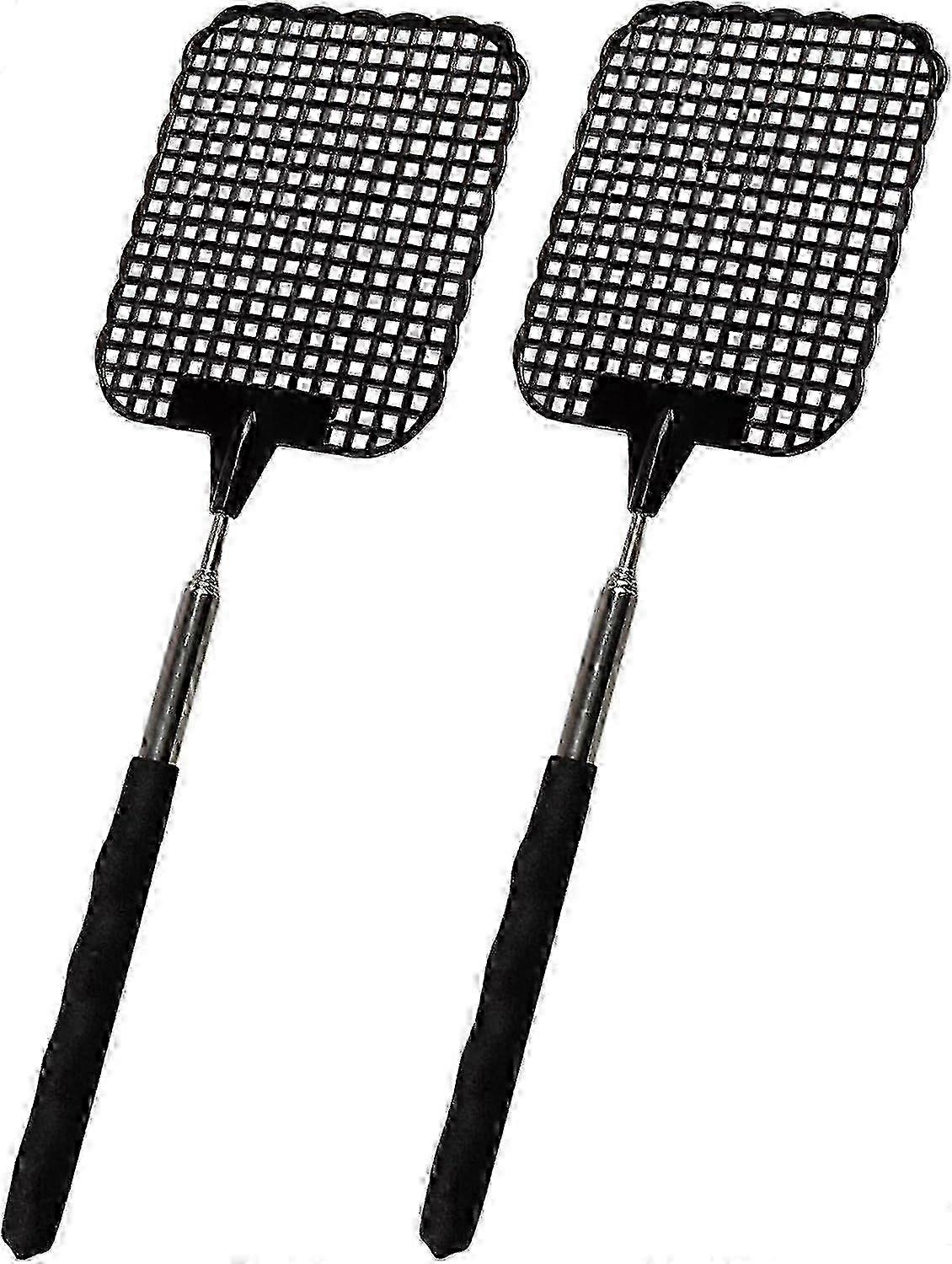Set of 2 extendable fly swatters Extendable telescope Length of 26 cm 72 cm Black