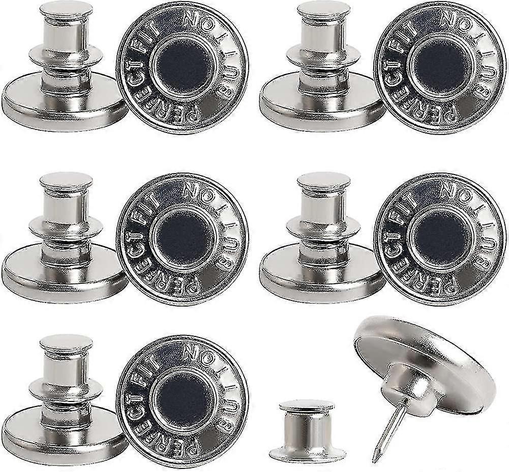 10 piezas Jeans Buttons Diy Metal Button Seamless Removable Jean Pants Button