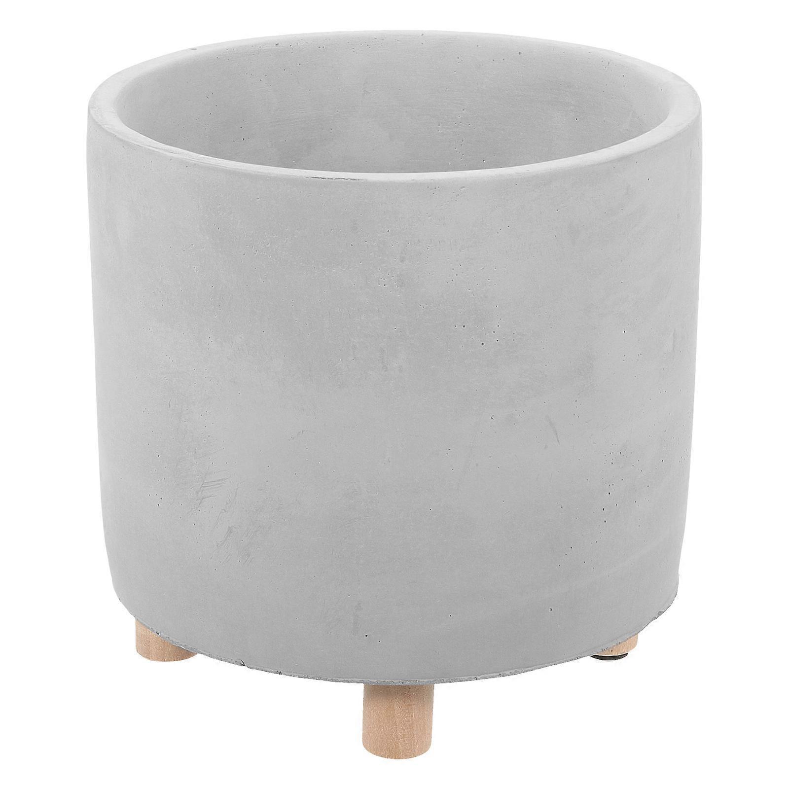 Flower Pot Cement Planter for Decoration 2Pcs Light Grey Modern Style
