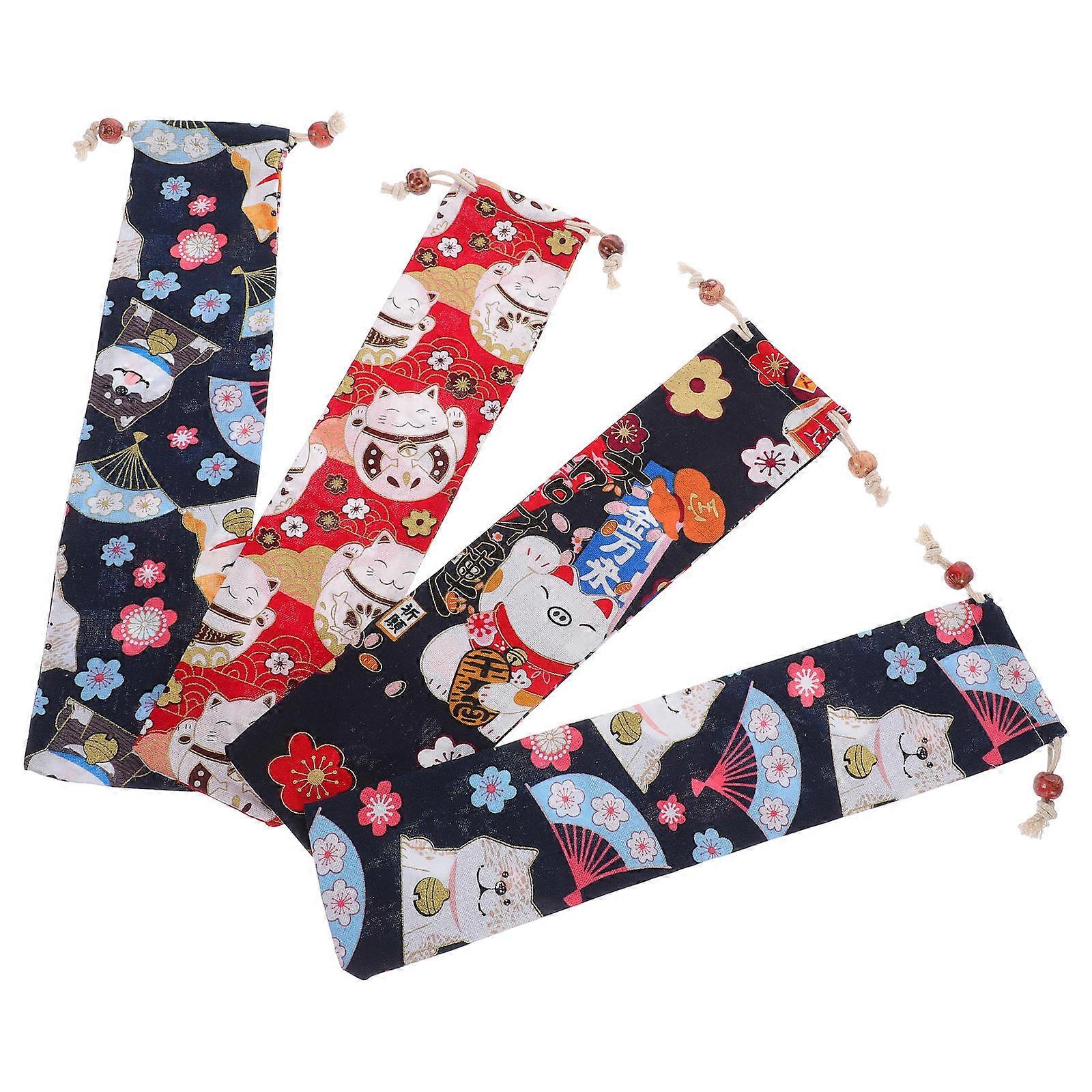 Drawstring Cutlery Storage Bag Japanese Style for Storage 12Pcs Set