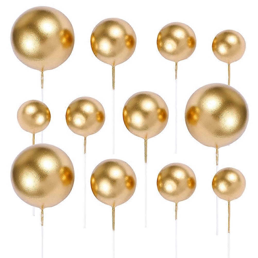 Cupcake Topppers Round Ball Design for Cake Decoration 60Pcs Golden