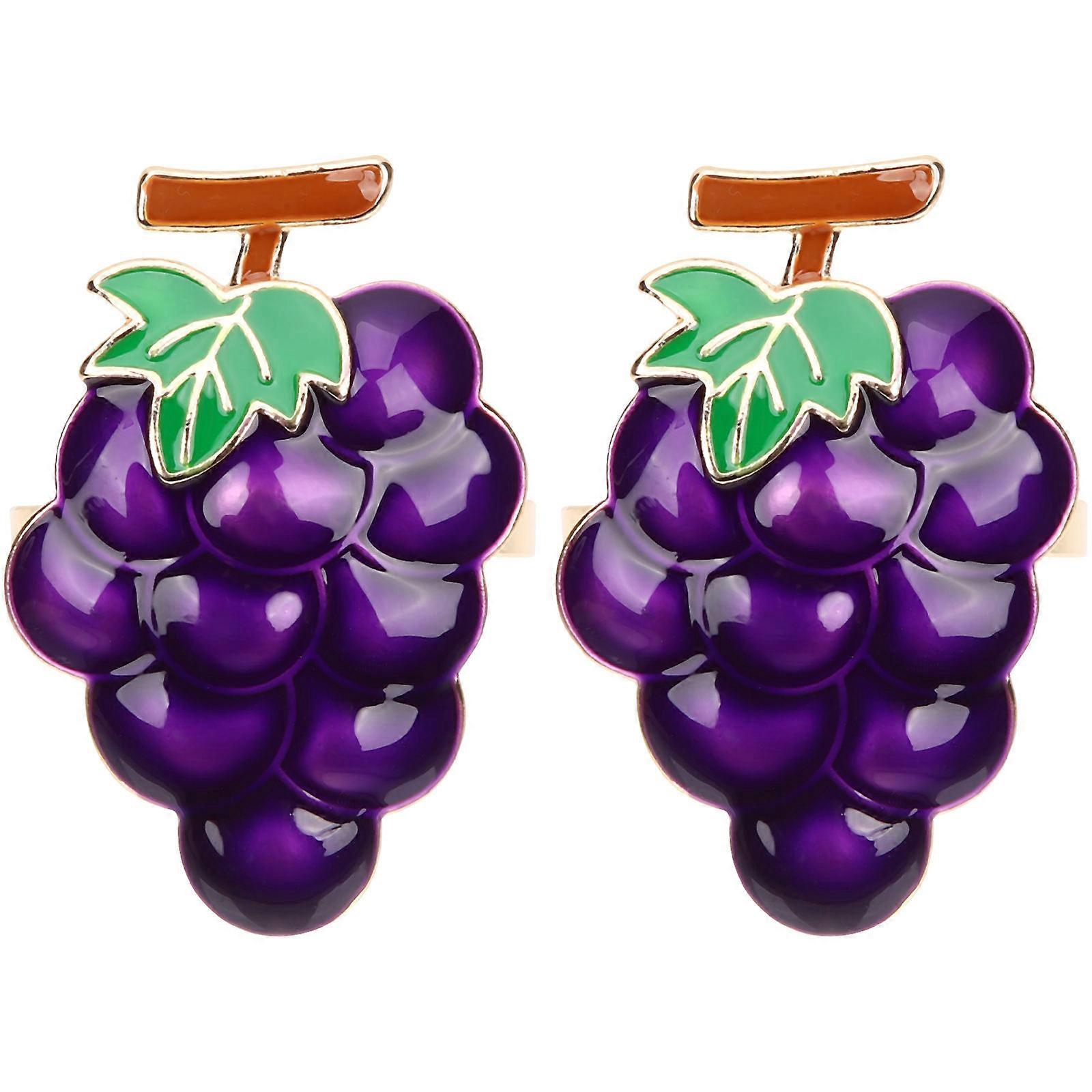Purple Napkin Ring Grape Style for Dinner Table 6Pcs Set