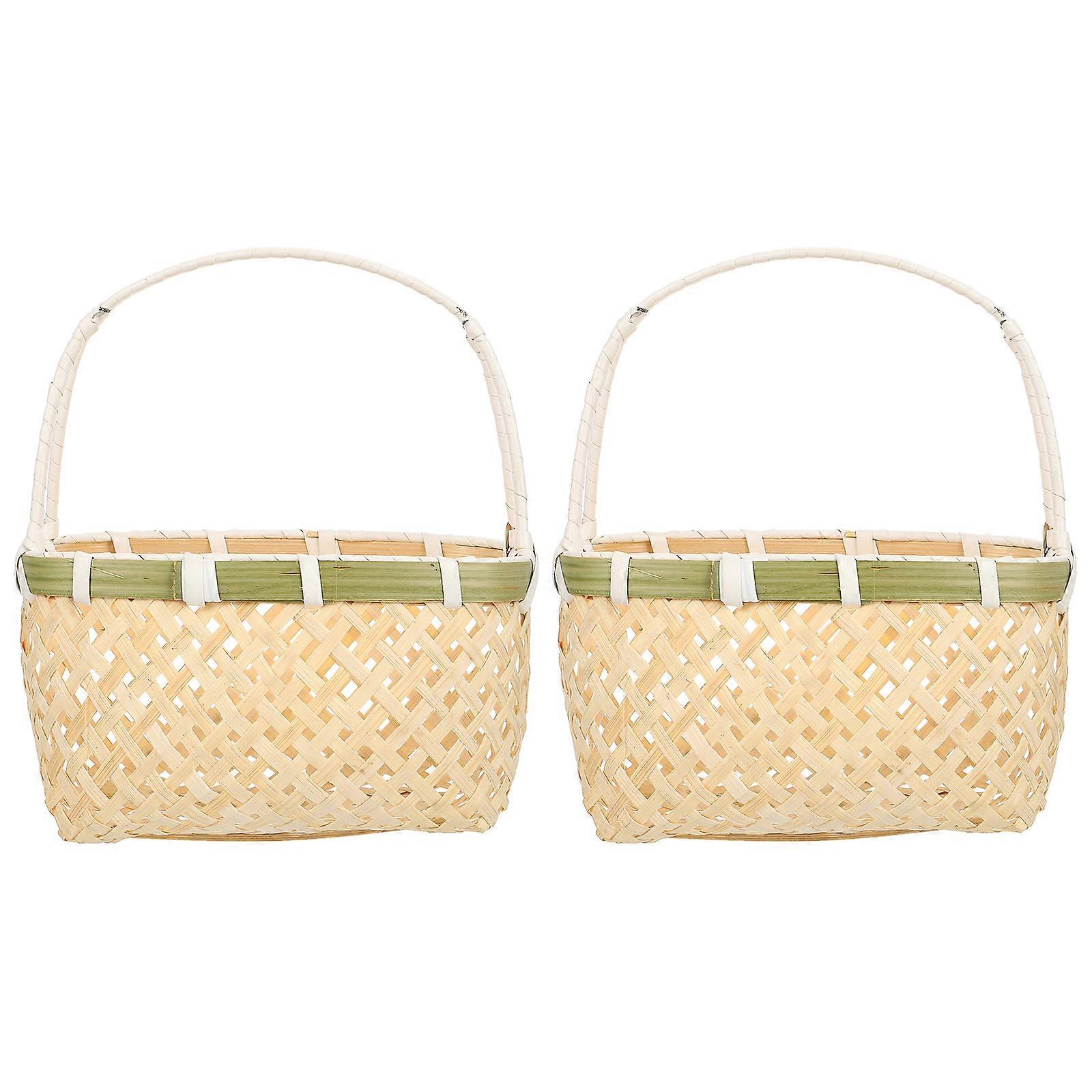 Fruits Storage Basket Bamboo Handheld 6Pcs Style Design