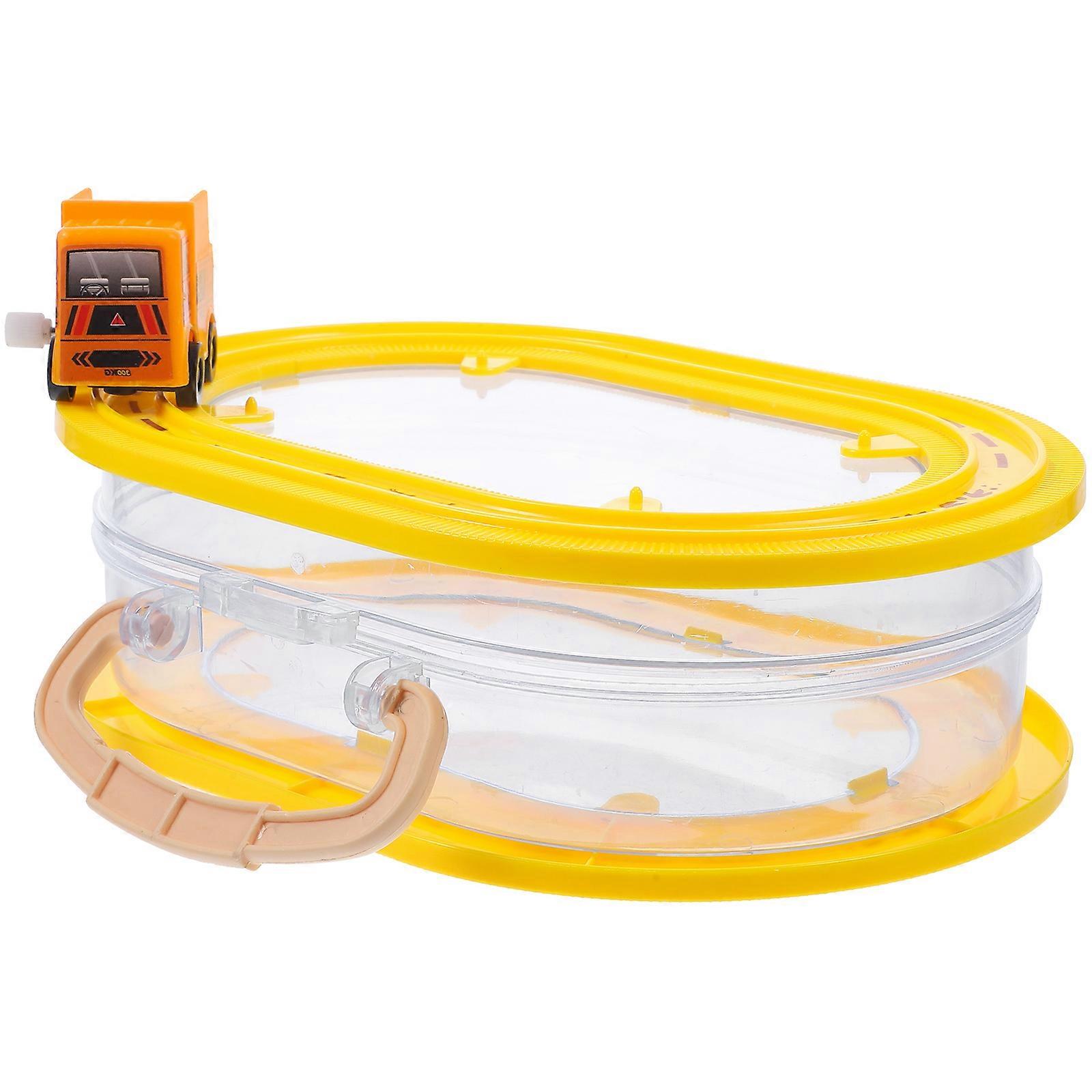 Miniature Car Wind-Up Toy Storage Box with 2Pcs Transparent Plastic Case