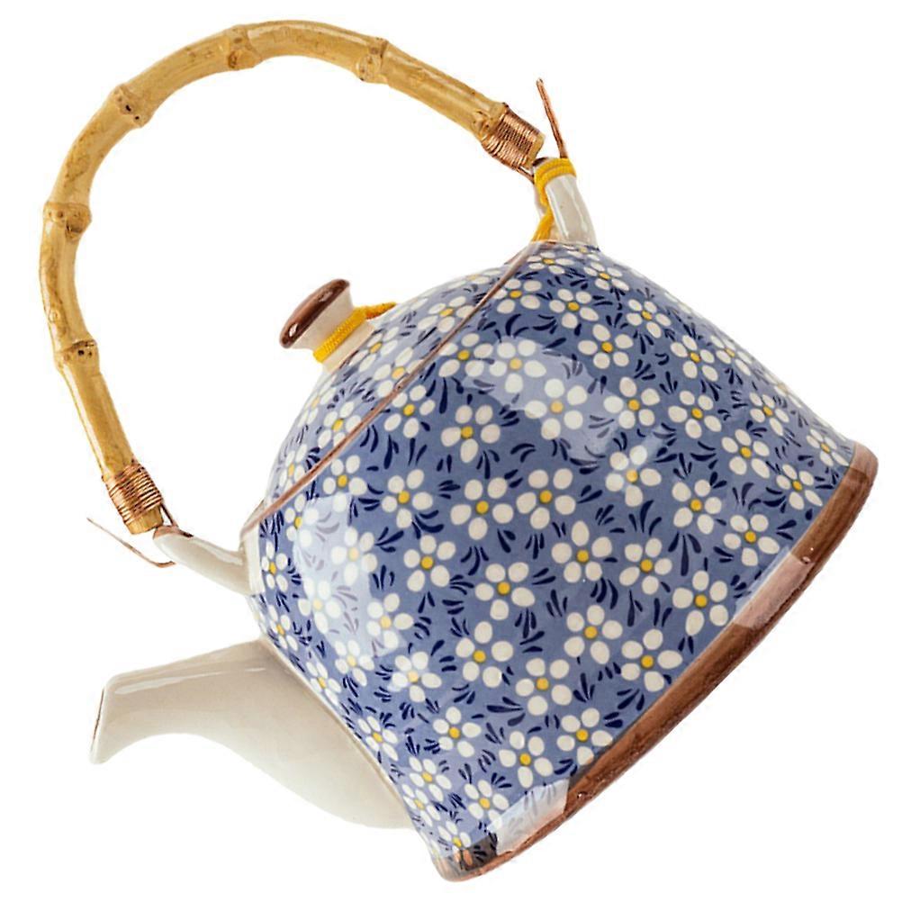 2Pcs Ceramic Teapot for Tea Brewing Japanese Style Blue Household