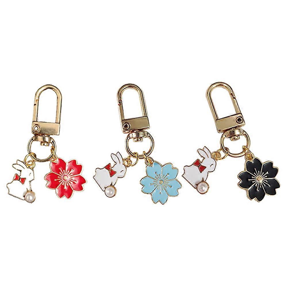 3Pcs Stylish Pendants Key Chains With Crafted Workmanship For Mobile Phones And Backpacks Featuring Rabbit Shape Decoration
