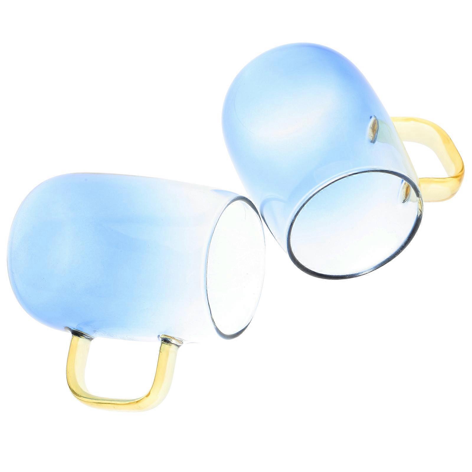 High Temperature Resistance Cup Borosilicate for Drinking Use 4Pcs Blue