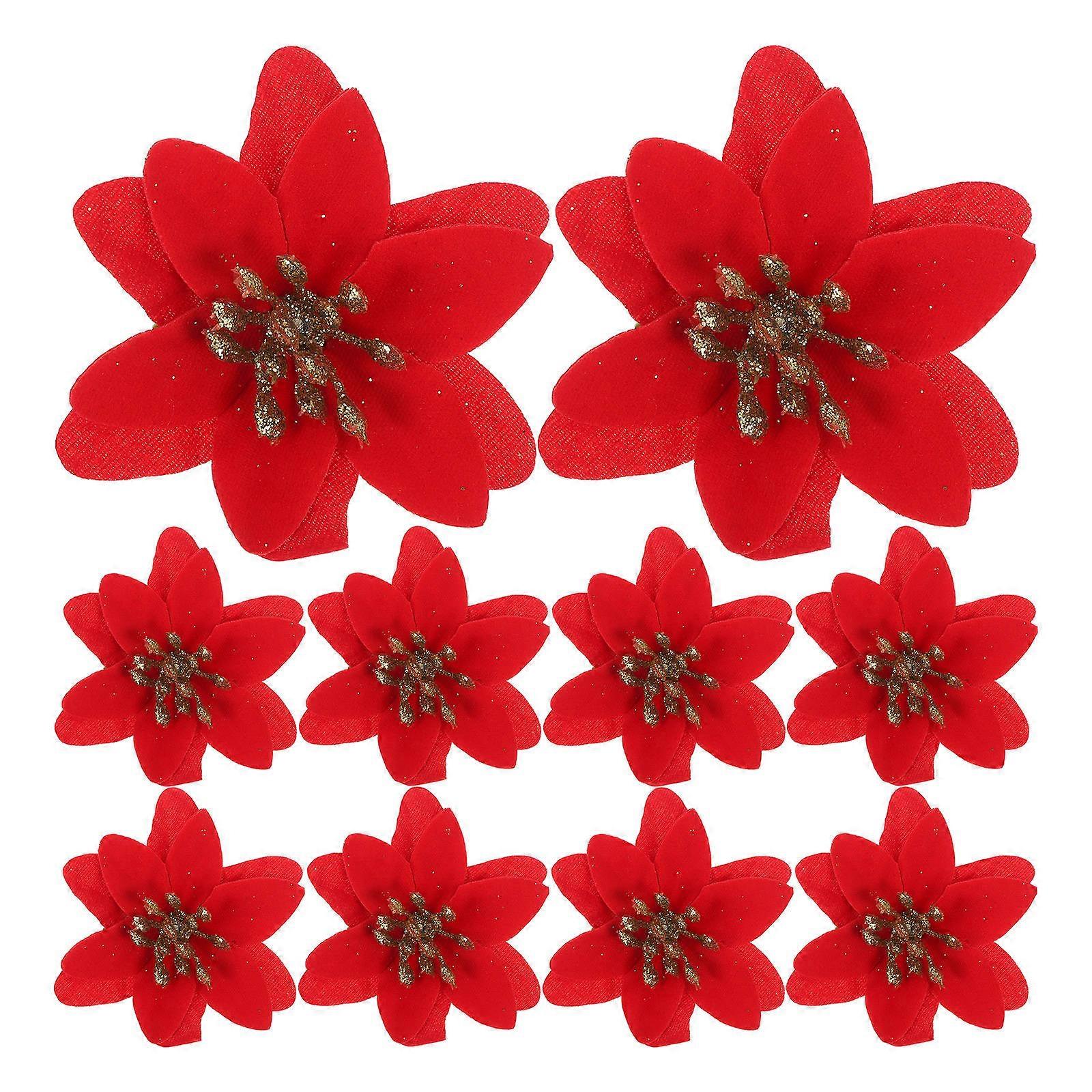Christmas Artificial Flower Decor for Party Use 50Pcs Red