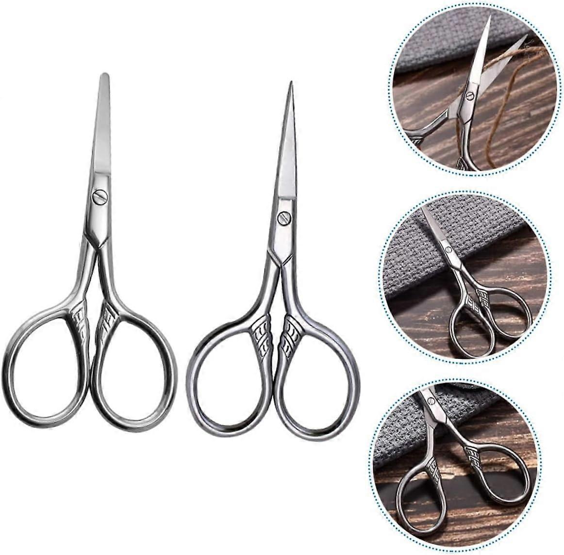 2Pcs Eyebrow Trimmer for Men Nasal Eyebrow Scissors Grooming Scissors