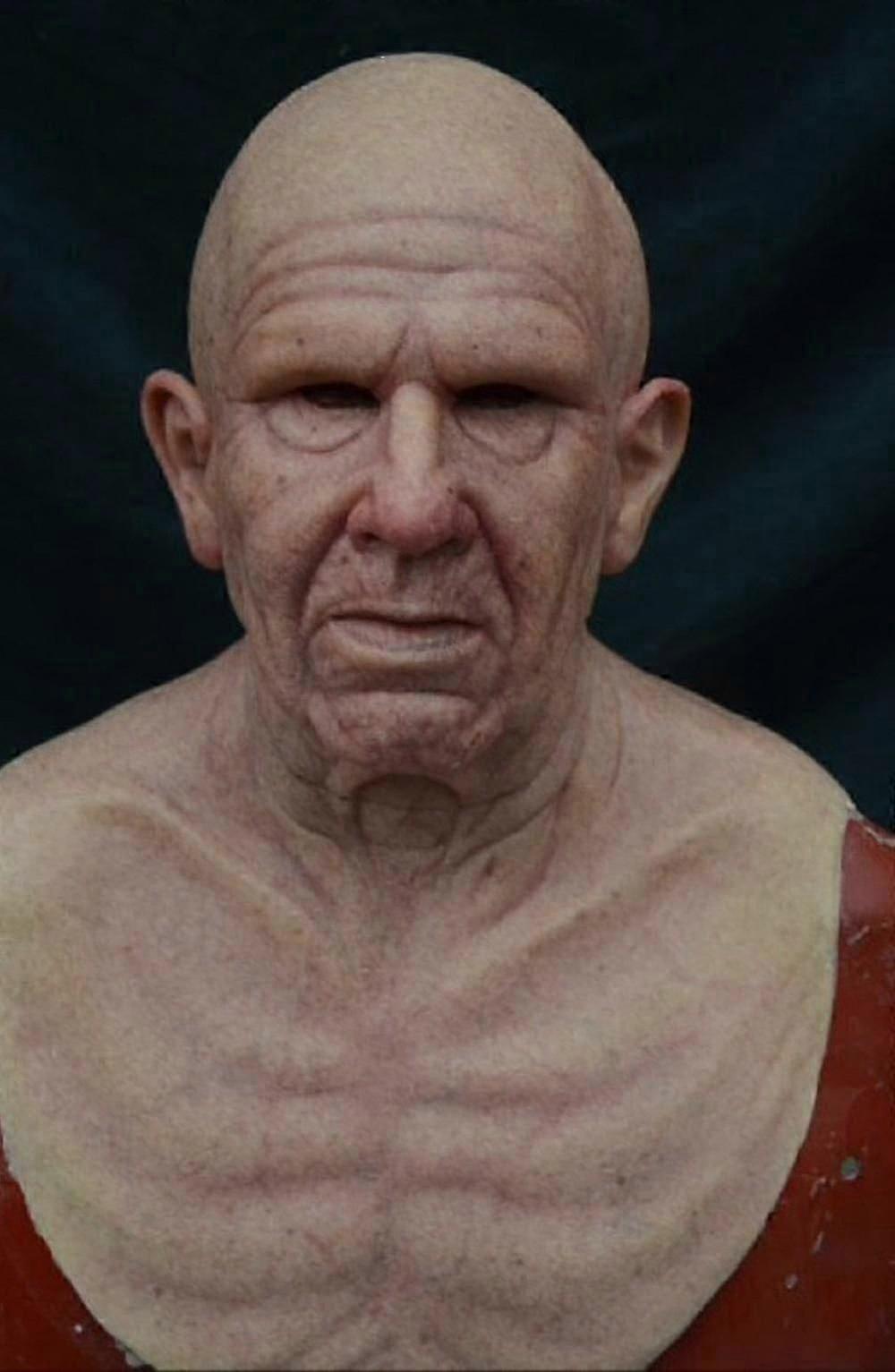 Male Latex Halloween Face Mask with Realistic Disguise Features for Party Props