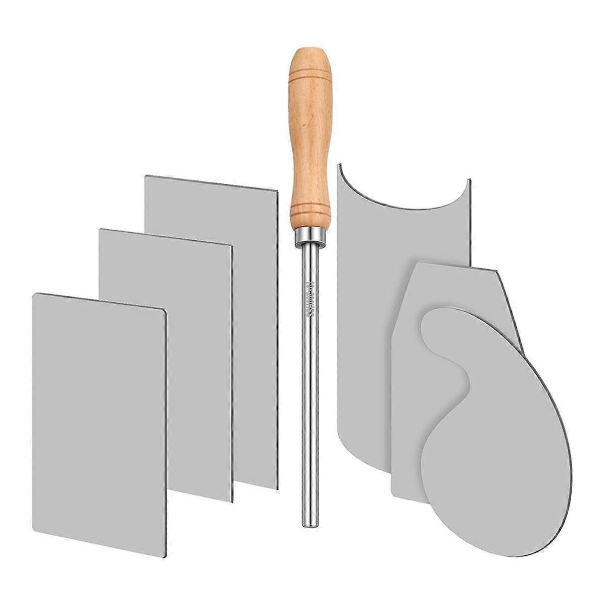 Card Scraper Burnisher and 6 Pcs Cabinet Scraper Set for Woodworking Card Woodworking Burnishing Include 3 Rectangle