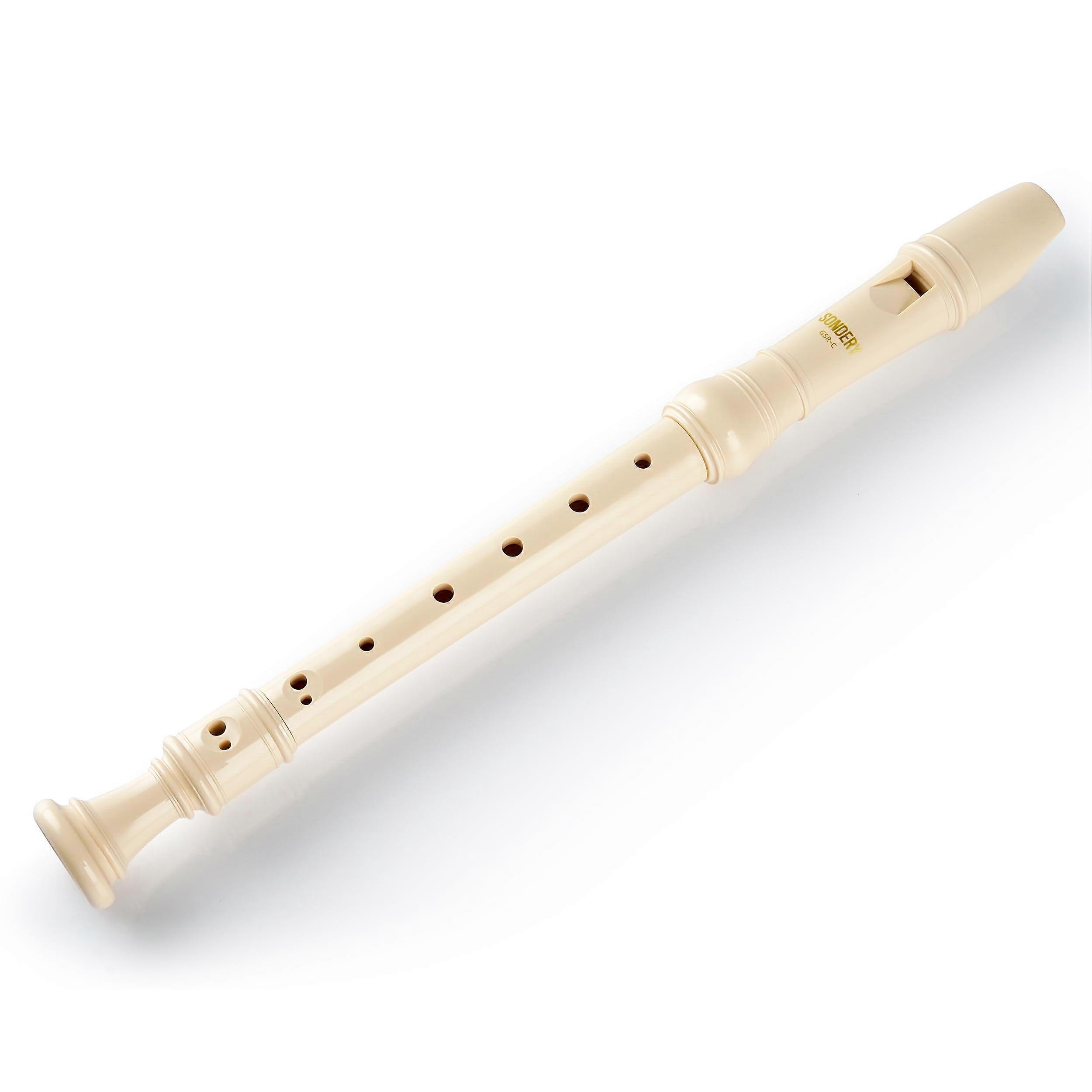 Soprano Recorder German Fingering Beginner Friendly Durable Plastic Body Beige Includes Fingering Chart Carry Pouch