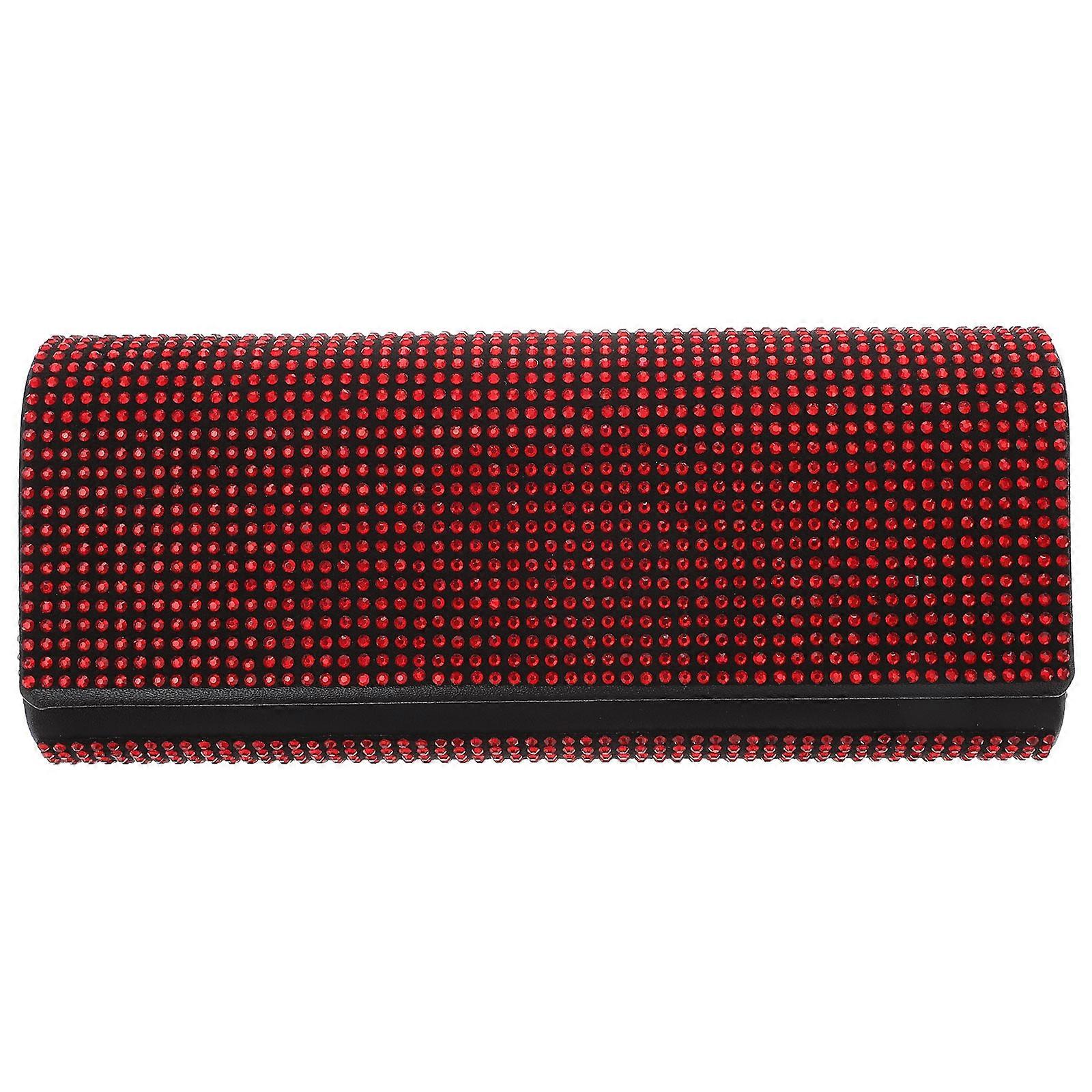 Red Bling Rhinestone Sunglasses Holder for Car Use