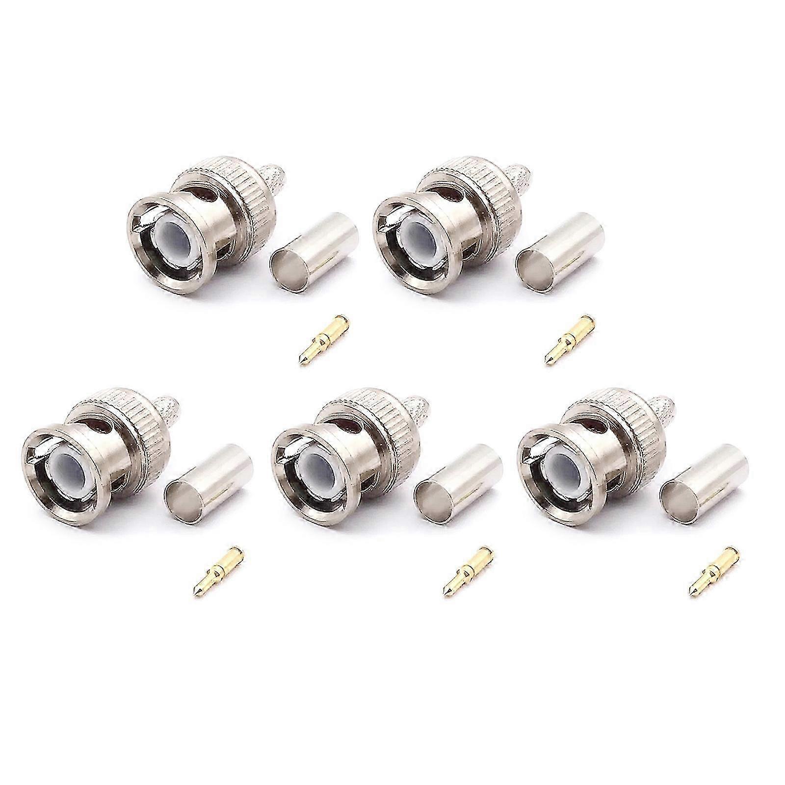 BNC Male Plug Crimp Connector BNC Type Solder Converter Connector for RG58 RG59 Low Loss Coax Cable 5 Pack/10 Pack 26s