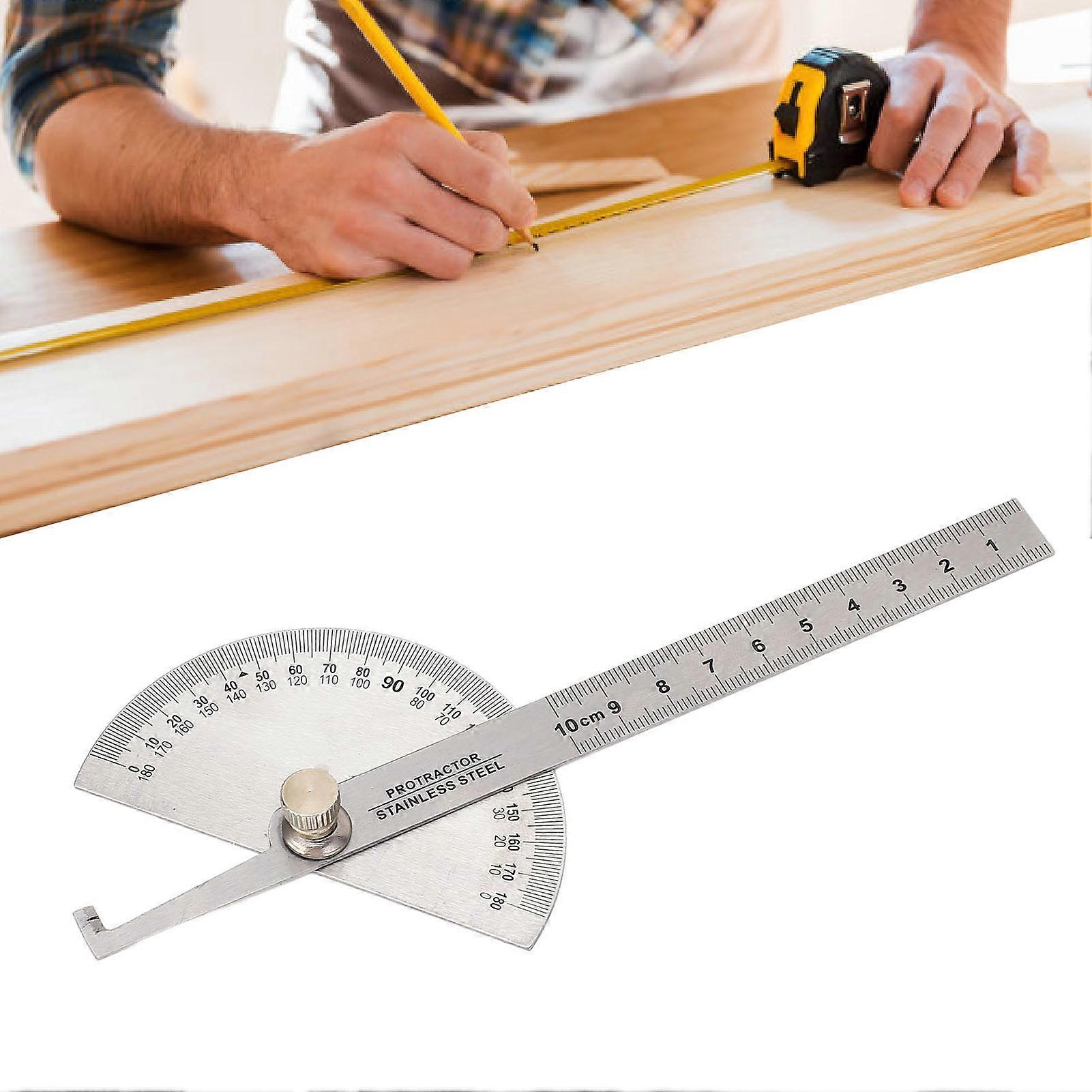 Adjustable Stainless Steel Angle Protractor 0-180° with 10cm Ruler