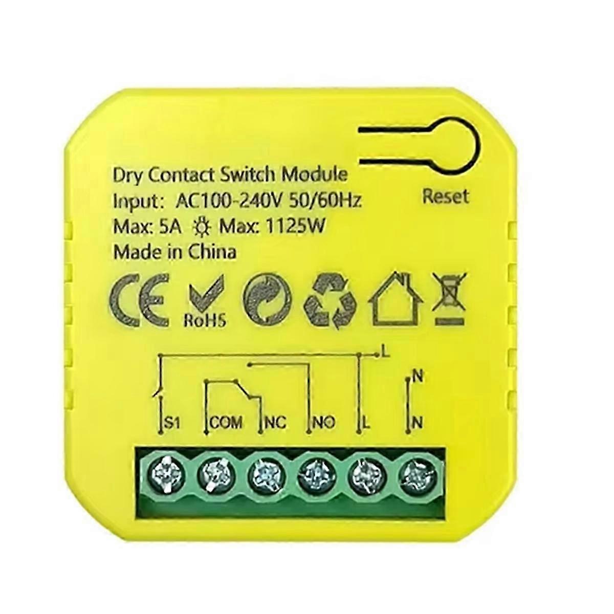Tuya Smart ZigBee Dry Contact Switch Relay 5A App Remote Control Timing DC12/24V AC100-240V Support