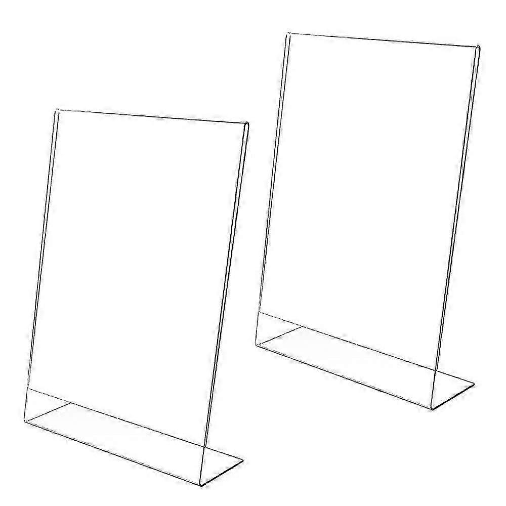 2025 2 Pieces Acrylic Poster, Sign Holder, Display Poster Stand, A5 L Shape Clear Acrylic Counter Poster Sign Display Slanted