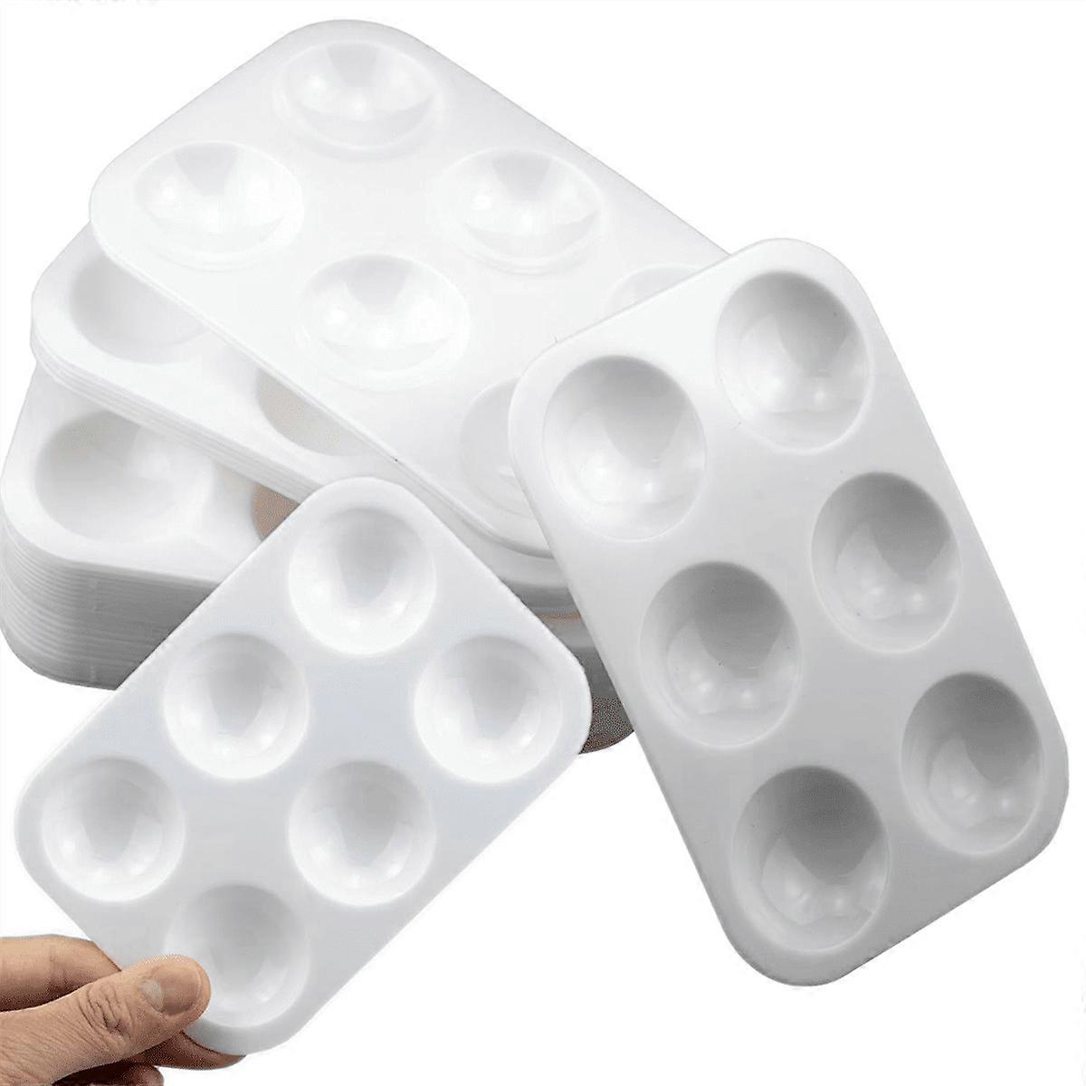 White Watercolor Palette, 6 Well Rectangular Paint Palettes 30PCS