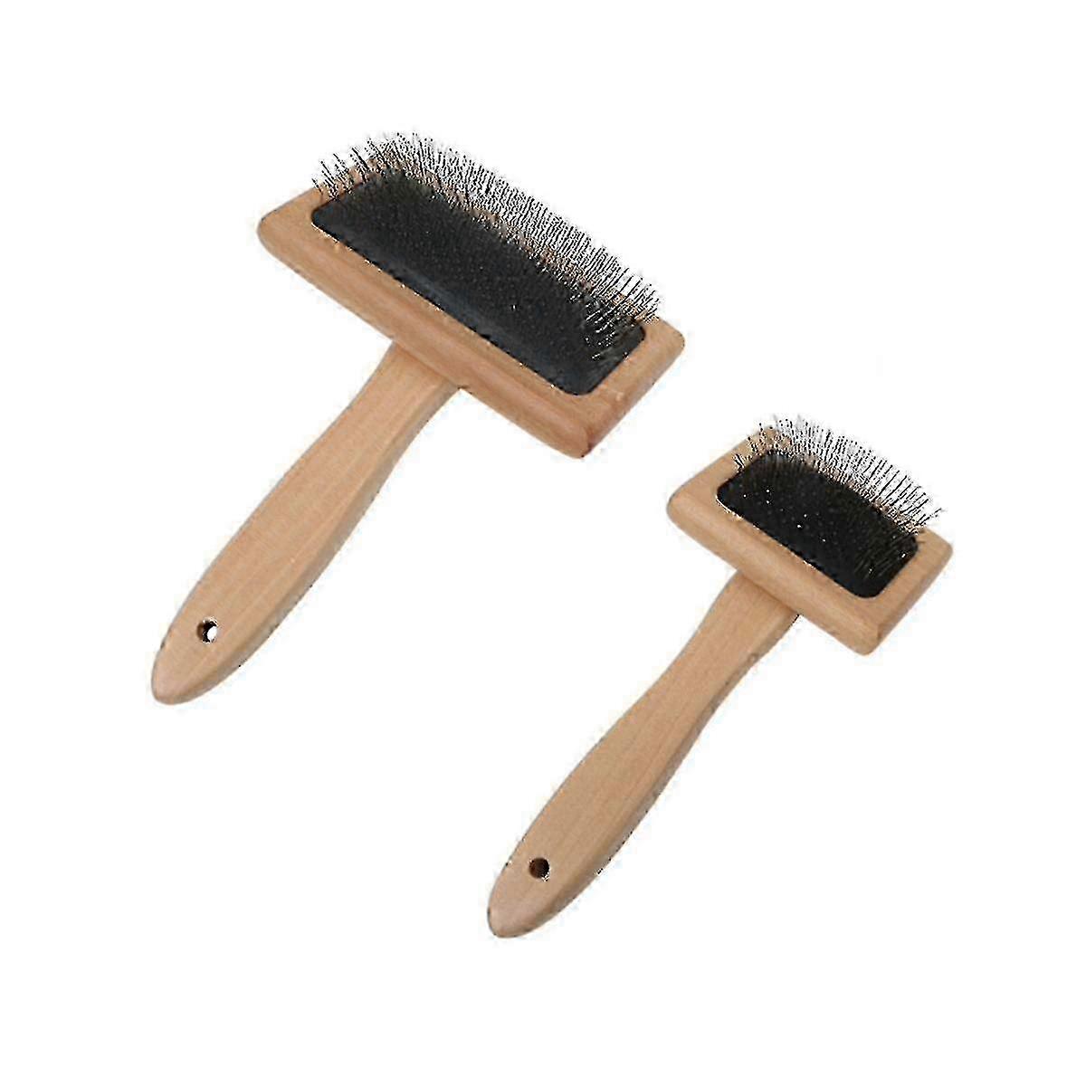 2pcs Tapestry Weaving Combs & Macrame Slicker Brushes - Cotton Rope Open Knot Comb Knitting Accessories for Craft Projects