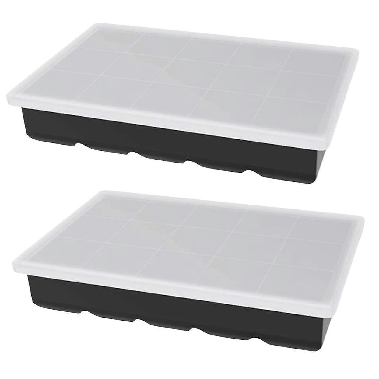 Ice Cube Tray 2Piece Silicone With Lid For Cocktails And Drinks
