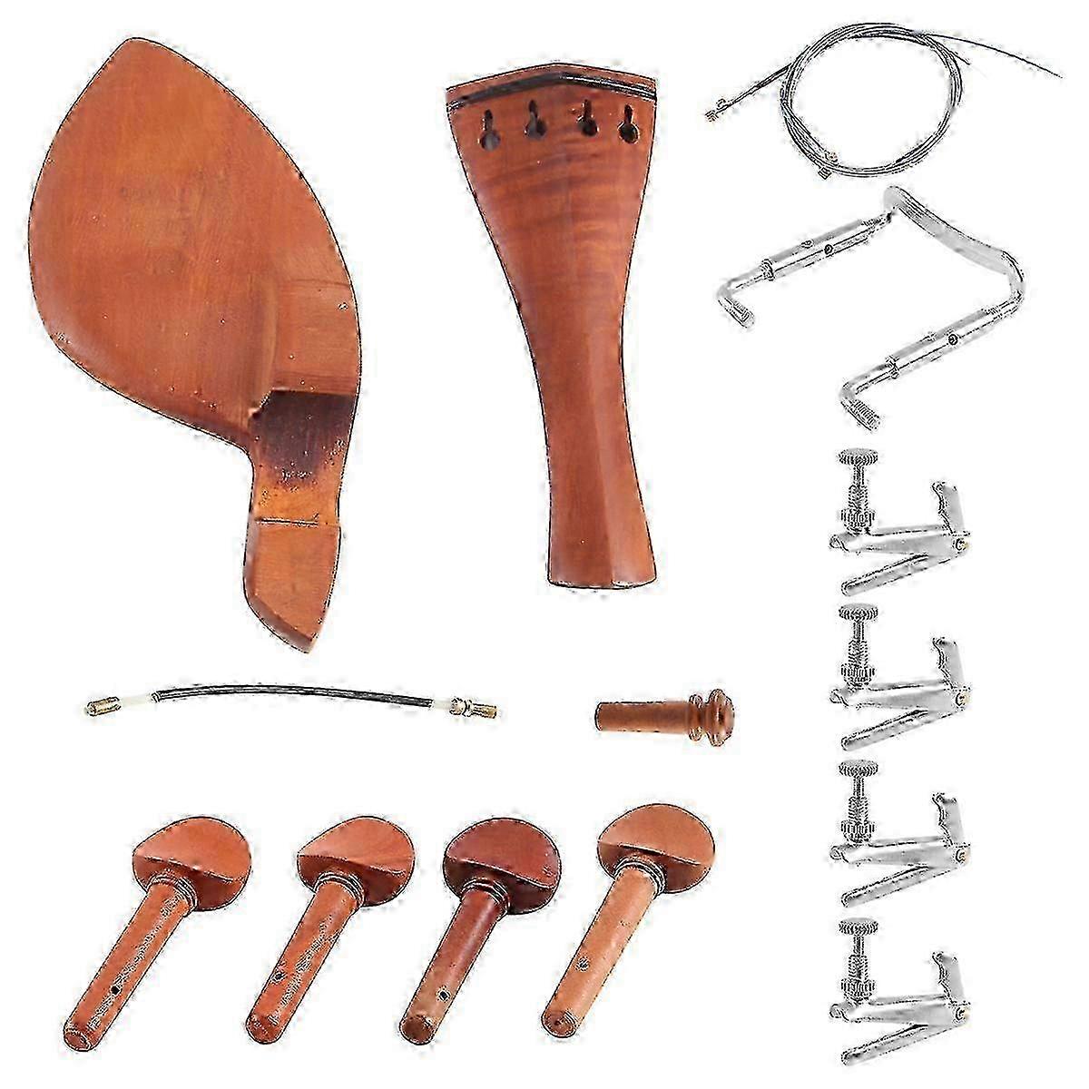 4/4 Violin Parts Accessories Chin Rest Tailpiece Fine Tuner Tuning Peg Tailgut Endpin Strings Kit hwy