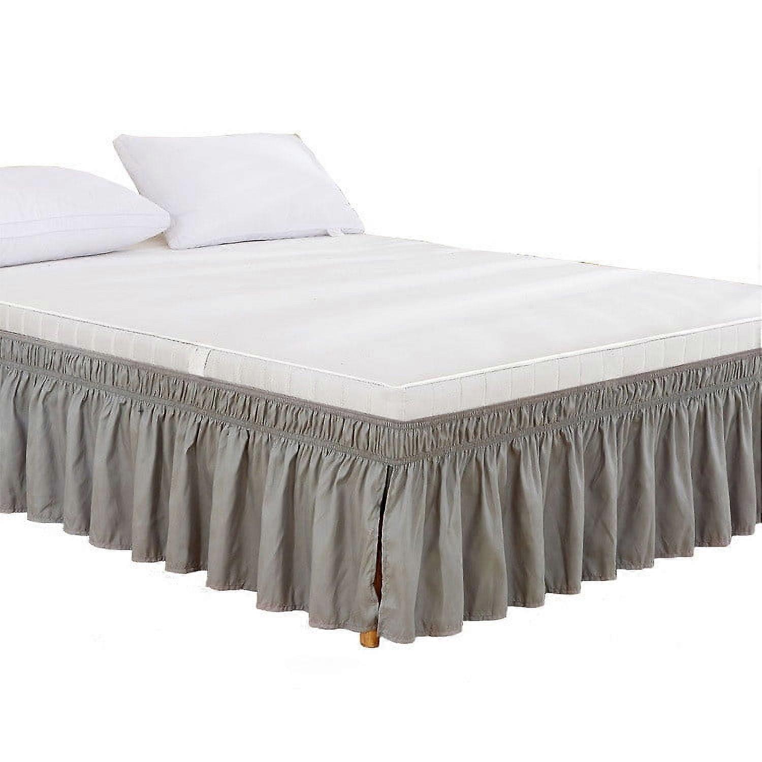 Elastic Wrap Around Bed Skirt with Ruffles, Soft Dust Ruffle Cover for Bed Frame, Smooth & Durable Home Decor