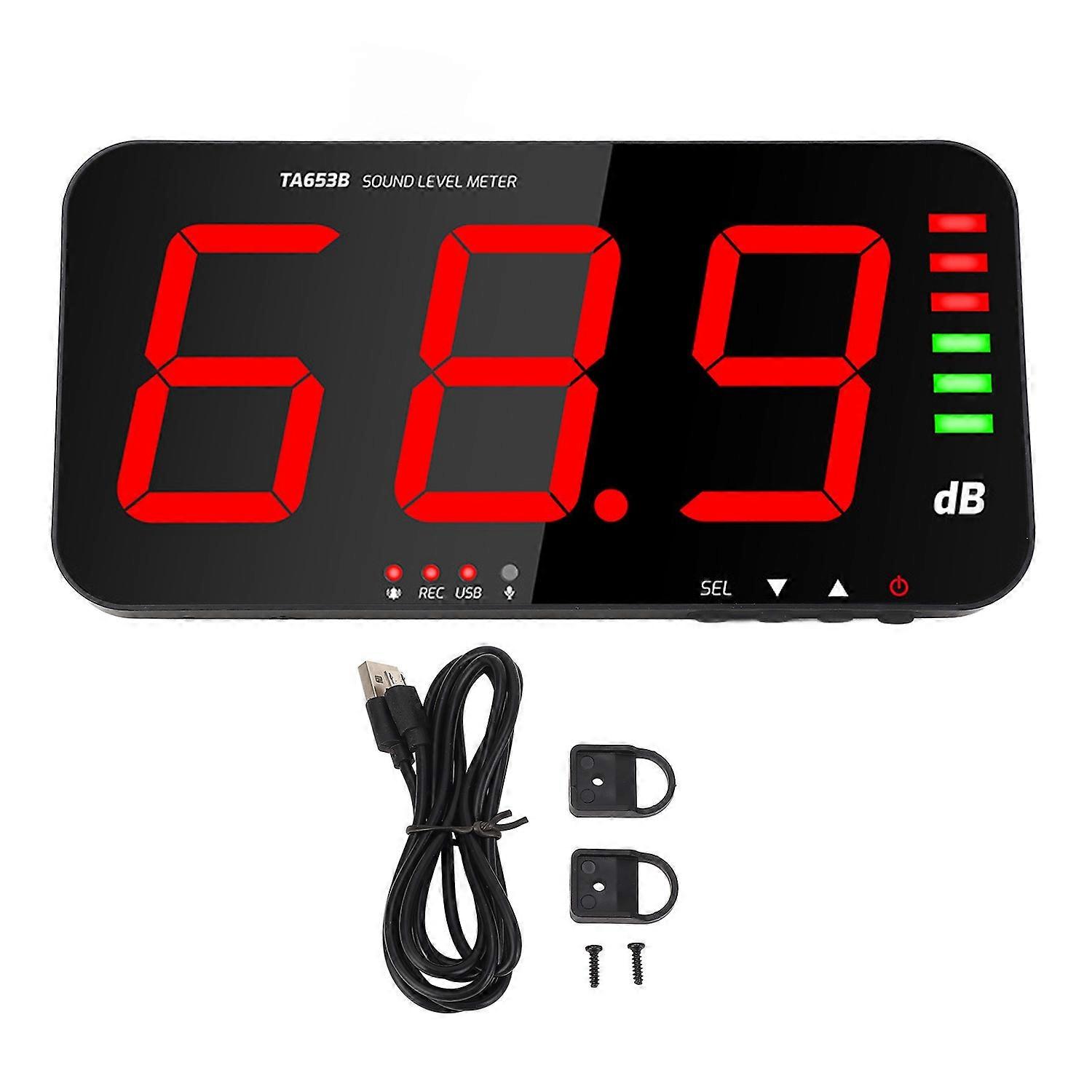 Decibel Meter Recorder Wall Mount Noise Sound Level Measuring Set Large Screen Industrial Use